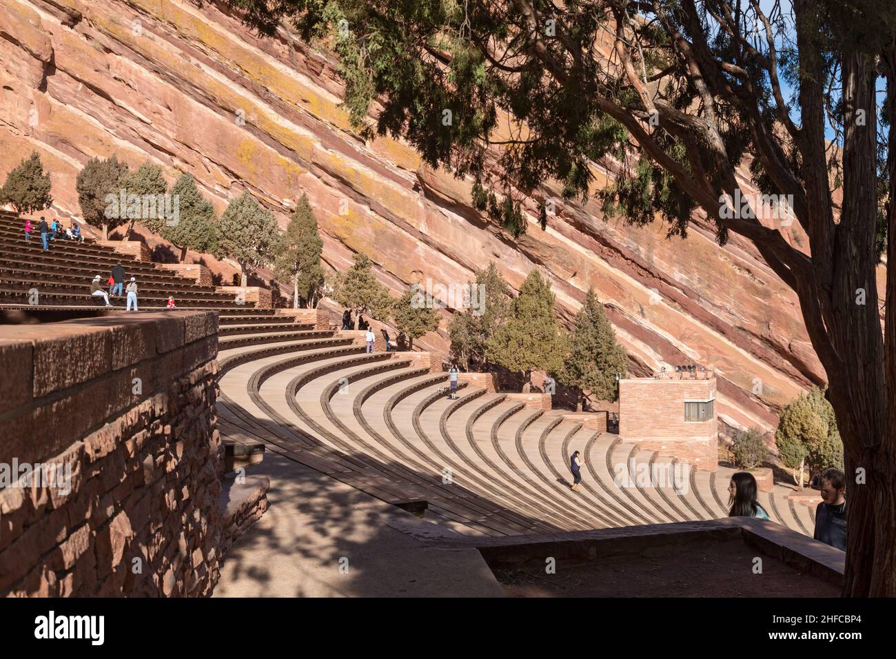 Morrison, Colorado - Red Rocks Ampitheater, ein beliebter Konzertort in den Ausläufern westlich von Denver. Stockfoto