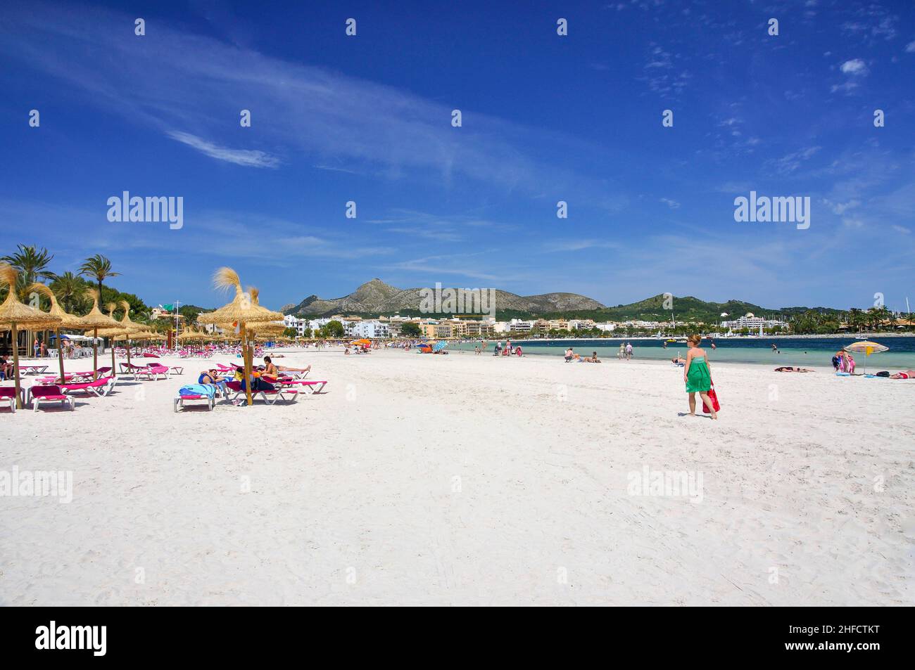 Platja d'Alcudia, Port d'Alcudia, Gemeinde Alcudia, Mallorca, Balearen, Spanien Stockfoto