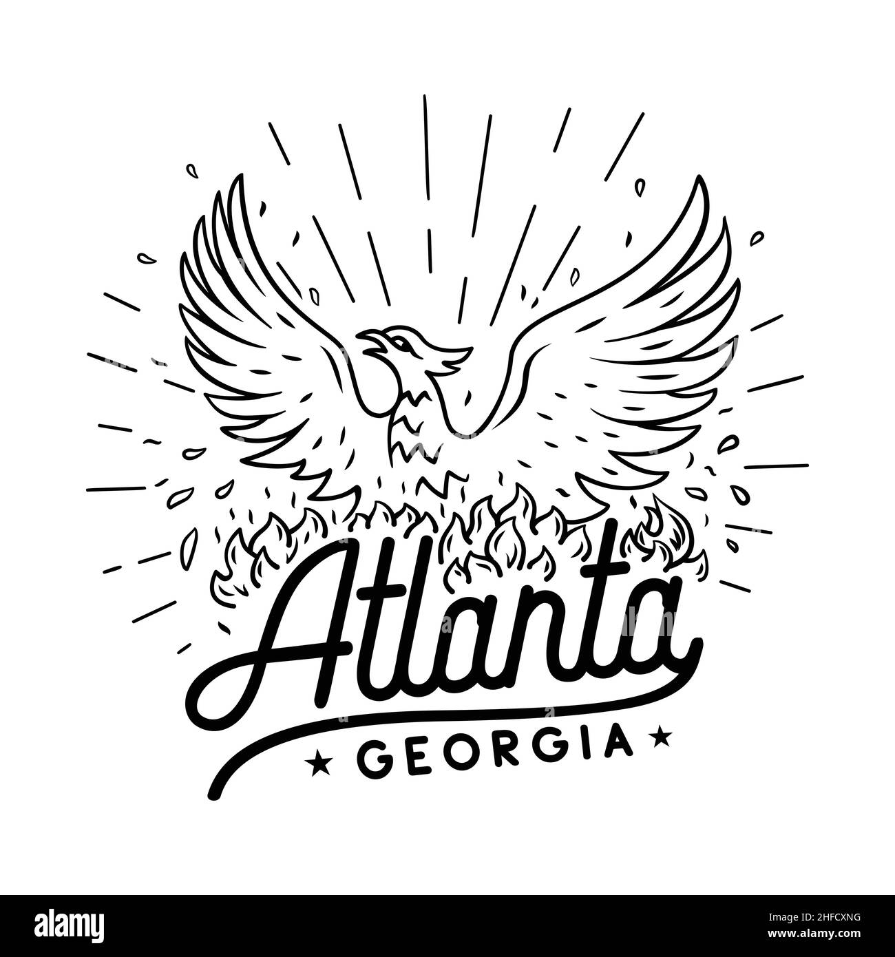 Atlanta, Georgia. Die Stadt Atlanta. Vektor und Illustration. Stock Vektor