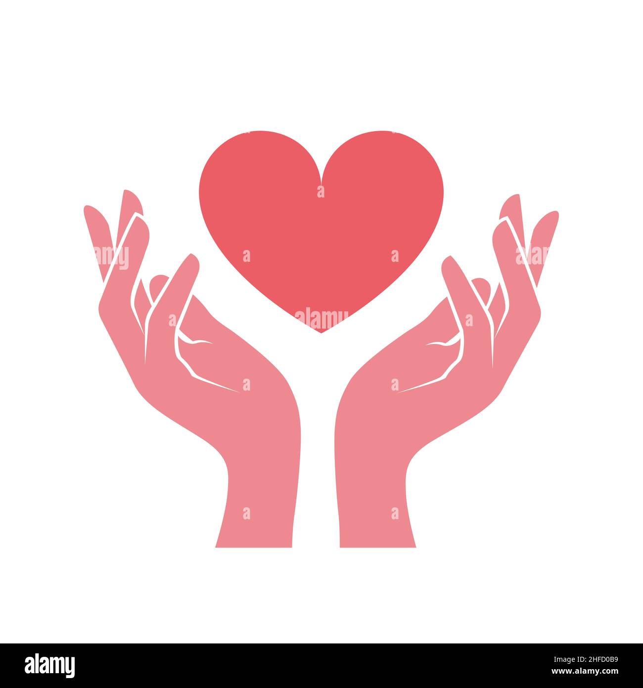 Hände umarmen Herz, Liebe, Nächstenliebe und Herzgesundheit Zeichen, Vektor Stock Vektor