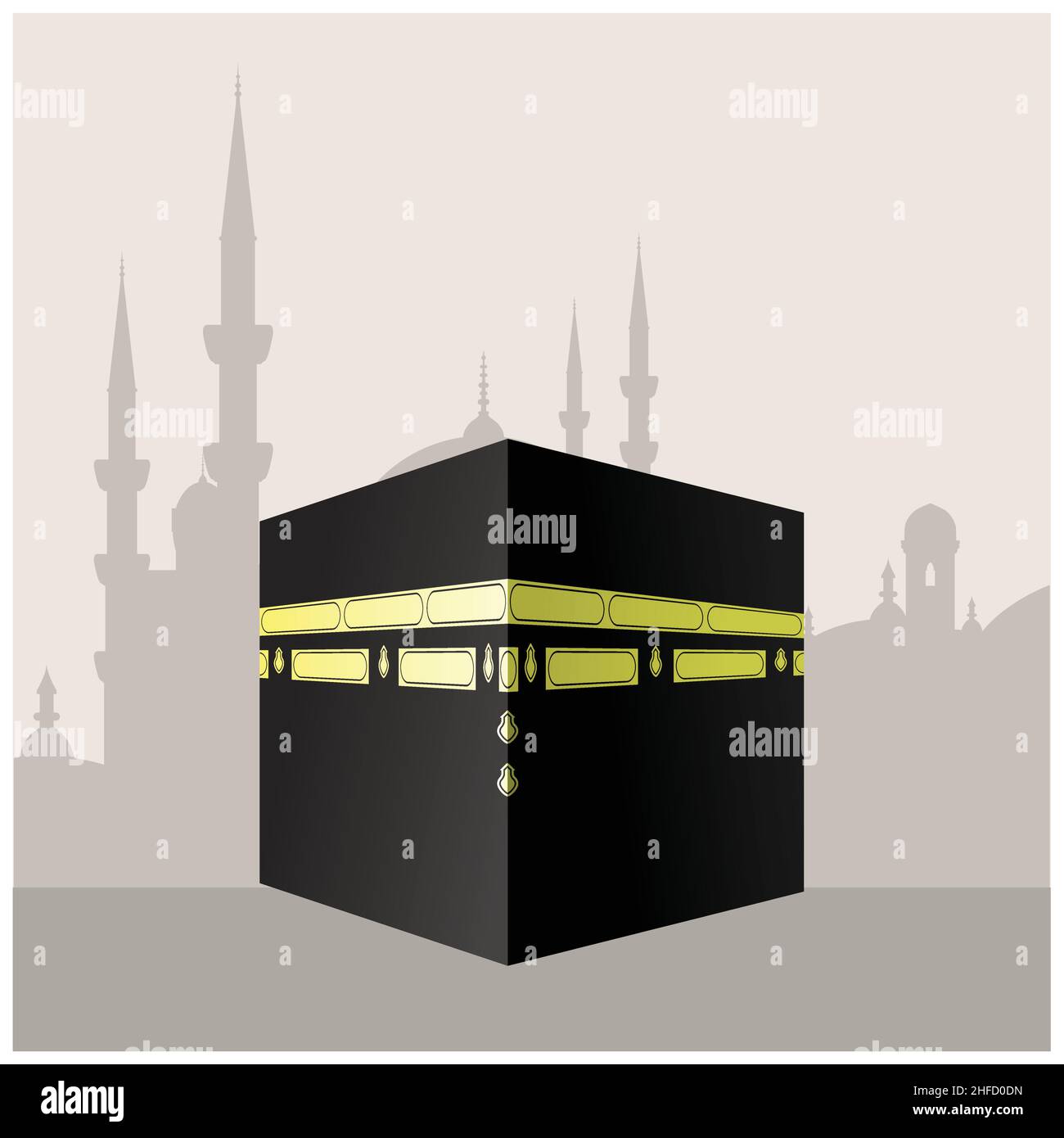 Die Kaaba in Masjid al-Haram in Mekka, muslimischer heiliger Ort, ka'bah oder der Würfel, Vektor Stock Vektor