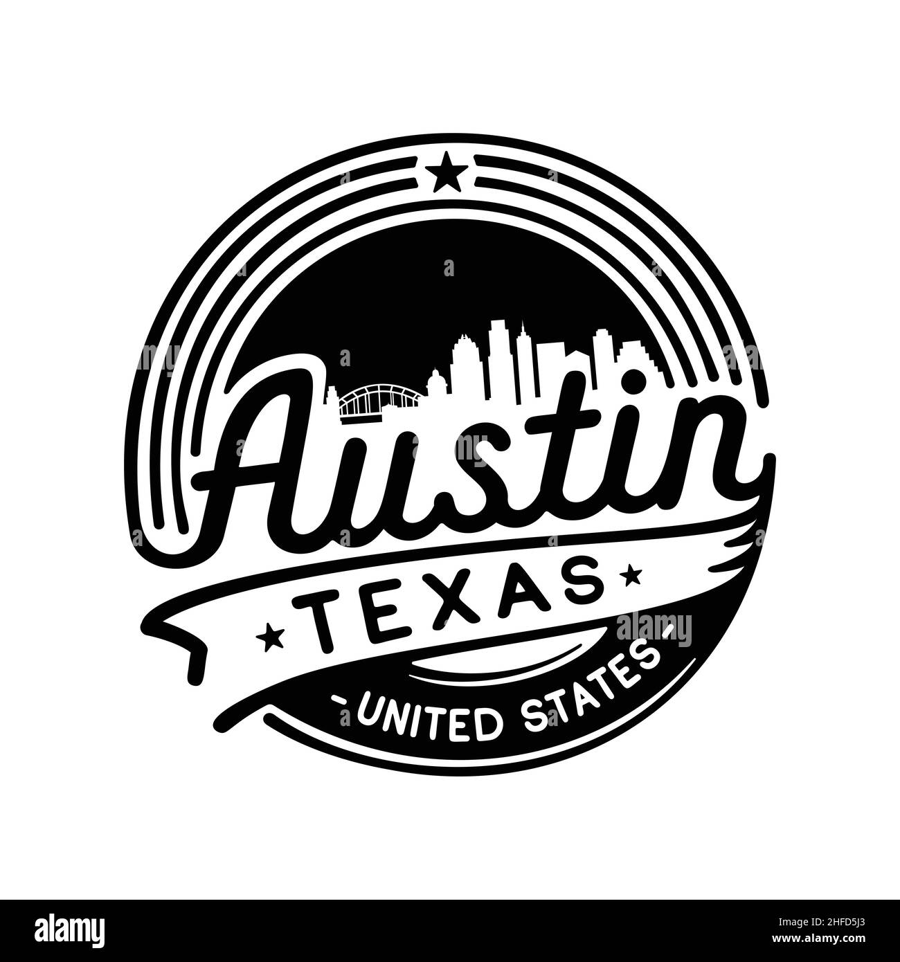 Logo von Austin Texas. City of Austin Vektor-Design-Vorlage. Stock Vektor