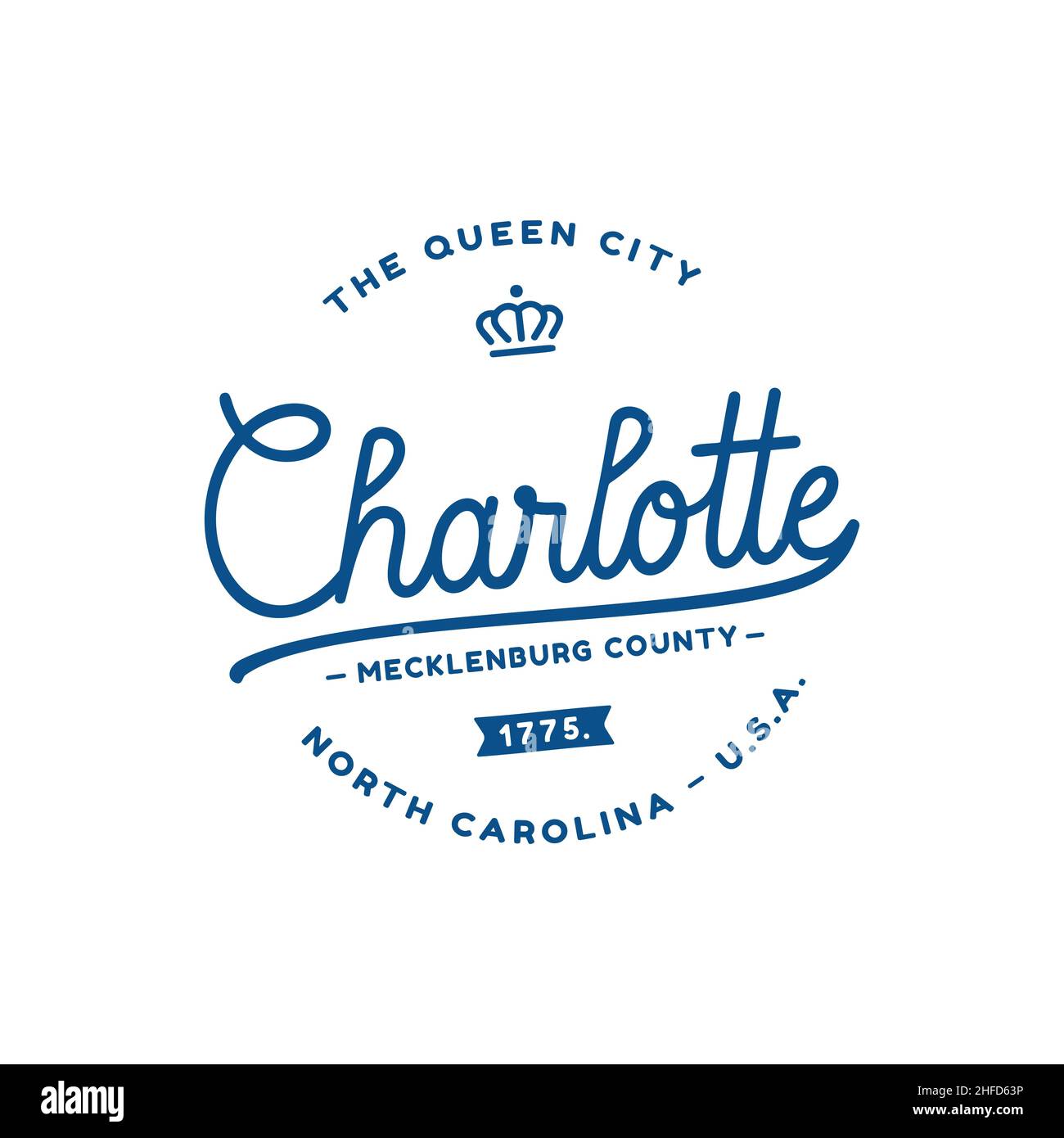 Charlotte-Logo. Die Queen City. Vektor und Illustration Stock ...