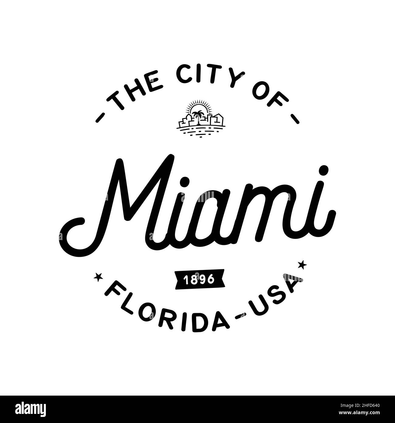 Miami-Logo. Miami Florida Vektor Design Vorlage. Vektor und Illustration. Stock Vektor