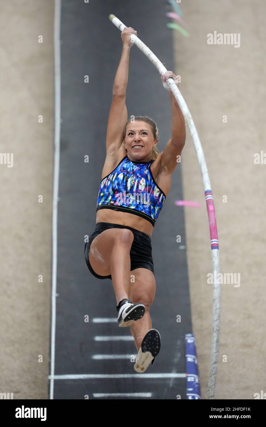 Marissa Kalsey belegte beim UCS Spirit National Pole Vault Summit im Reno-Spark Platz 7 mit 13-11 1/2 (4,25 m) im Elite-Frauenwettbewerb Stockfoto
