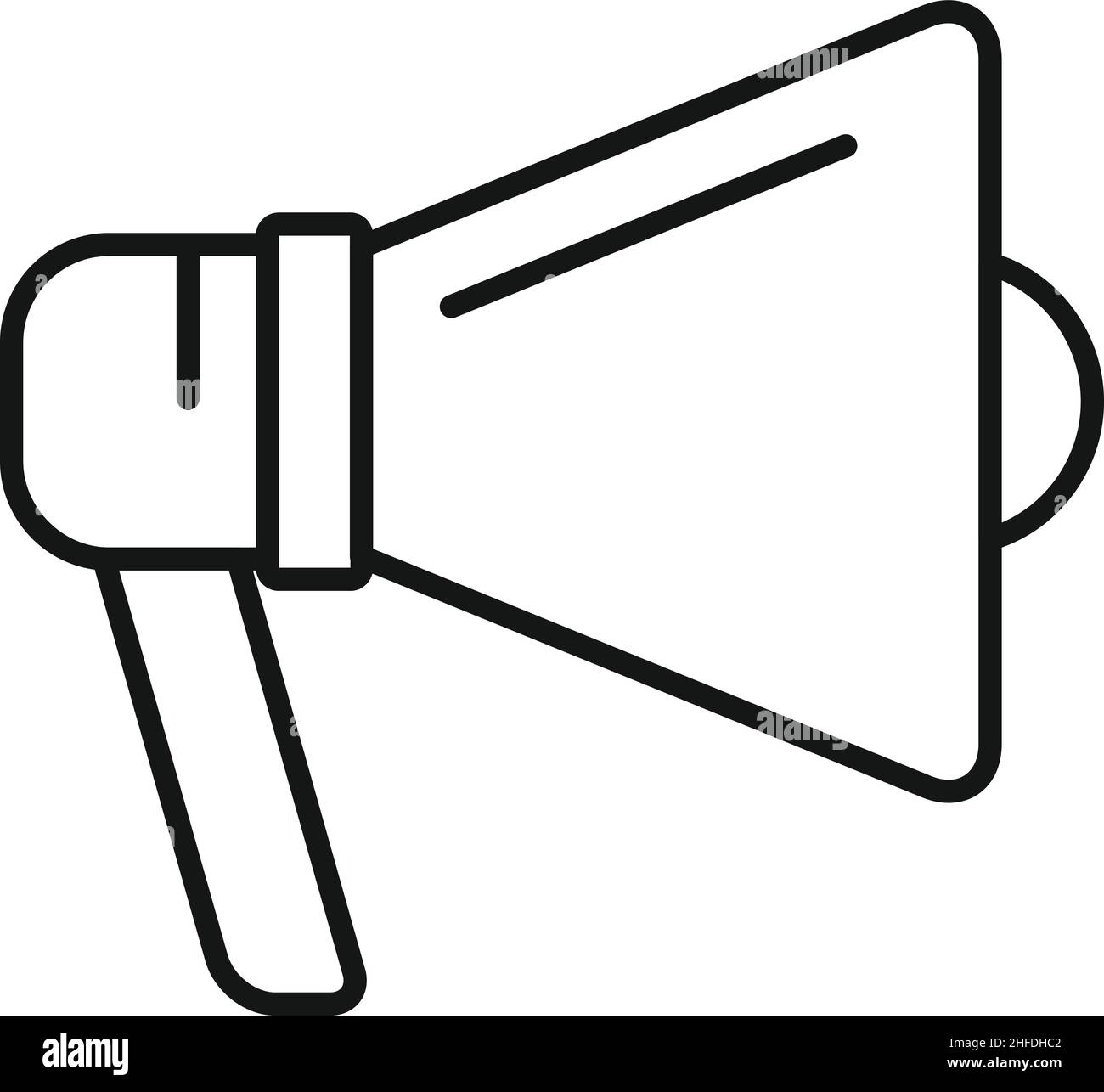 Vektor für die Umrissdarstellung des megaphonen Symbols des Helfers. Rettungsschwimmer Feuer. Wachmann Stock Vektor