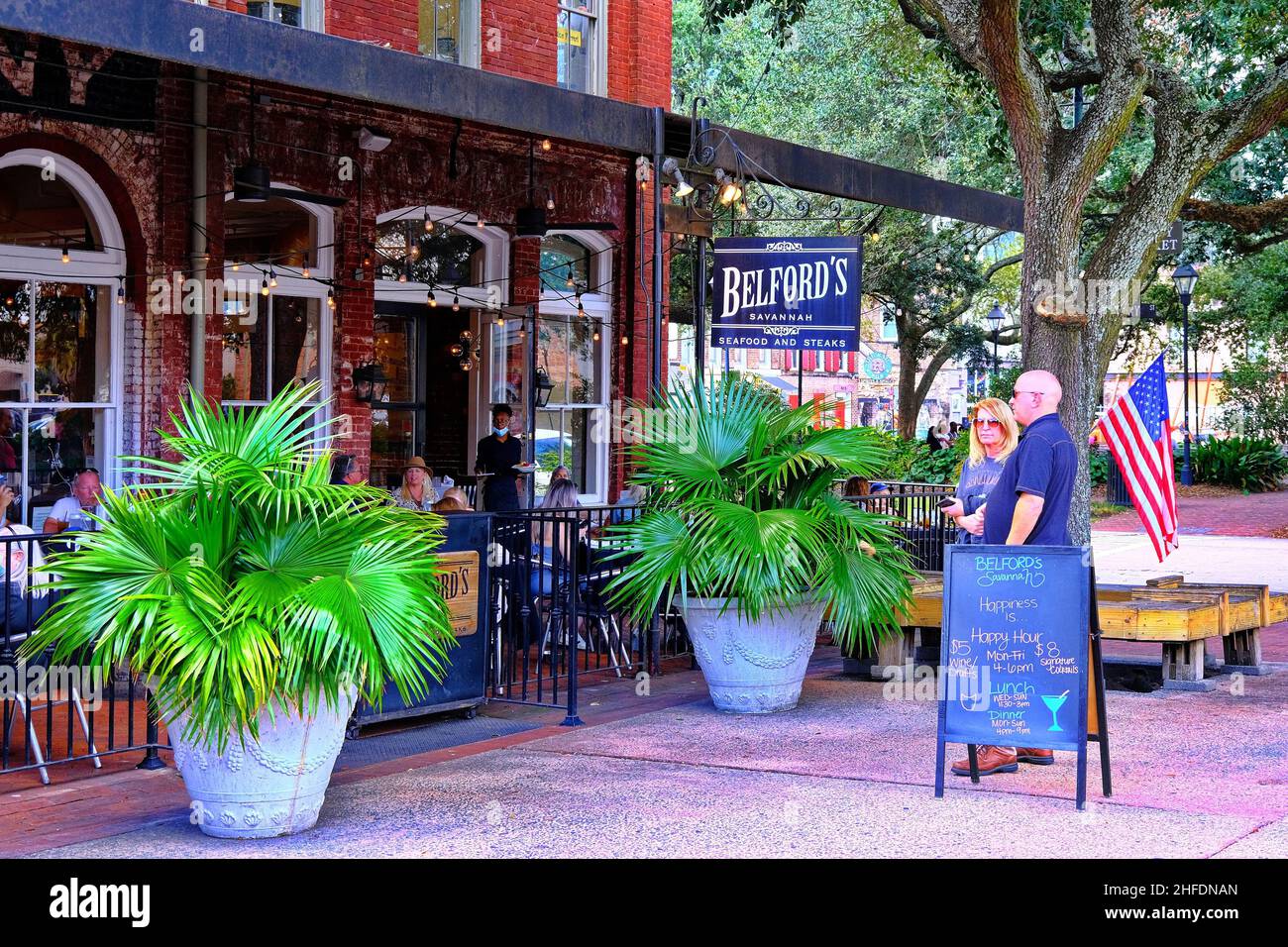 Belfords Restaurant in City Market Savannah Stockfoto