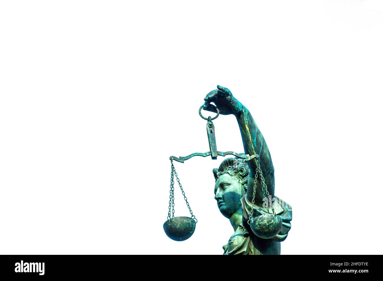 Statue von Lady Gerechtigkeit Vor dem Römer in Frankfurt - Deutschland Stockfoto