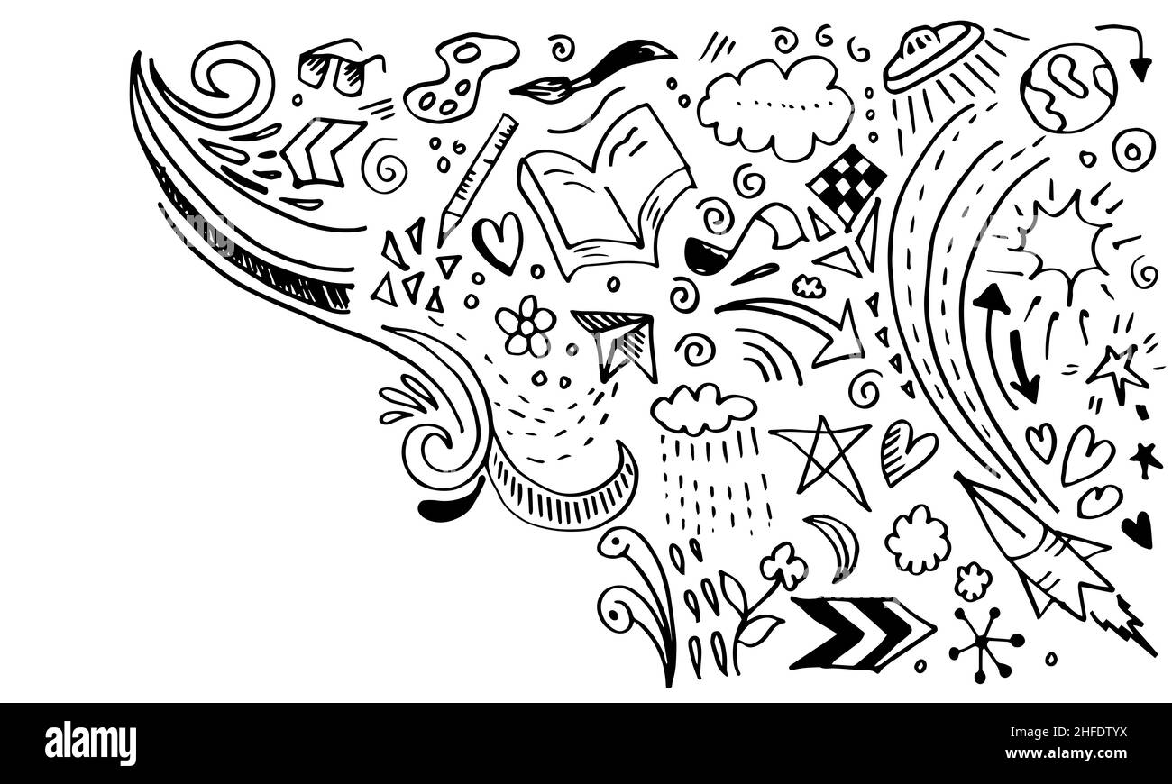 Kreative Kunst Kritzeleien handgezeichnete Design-Illustration. Stockfoto