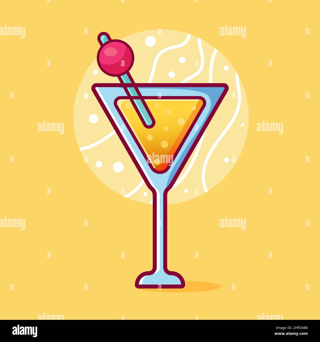 Cocktail isoliert Cartoon Vektor Illustration in Umriss flachen Stil Stock Vektor