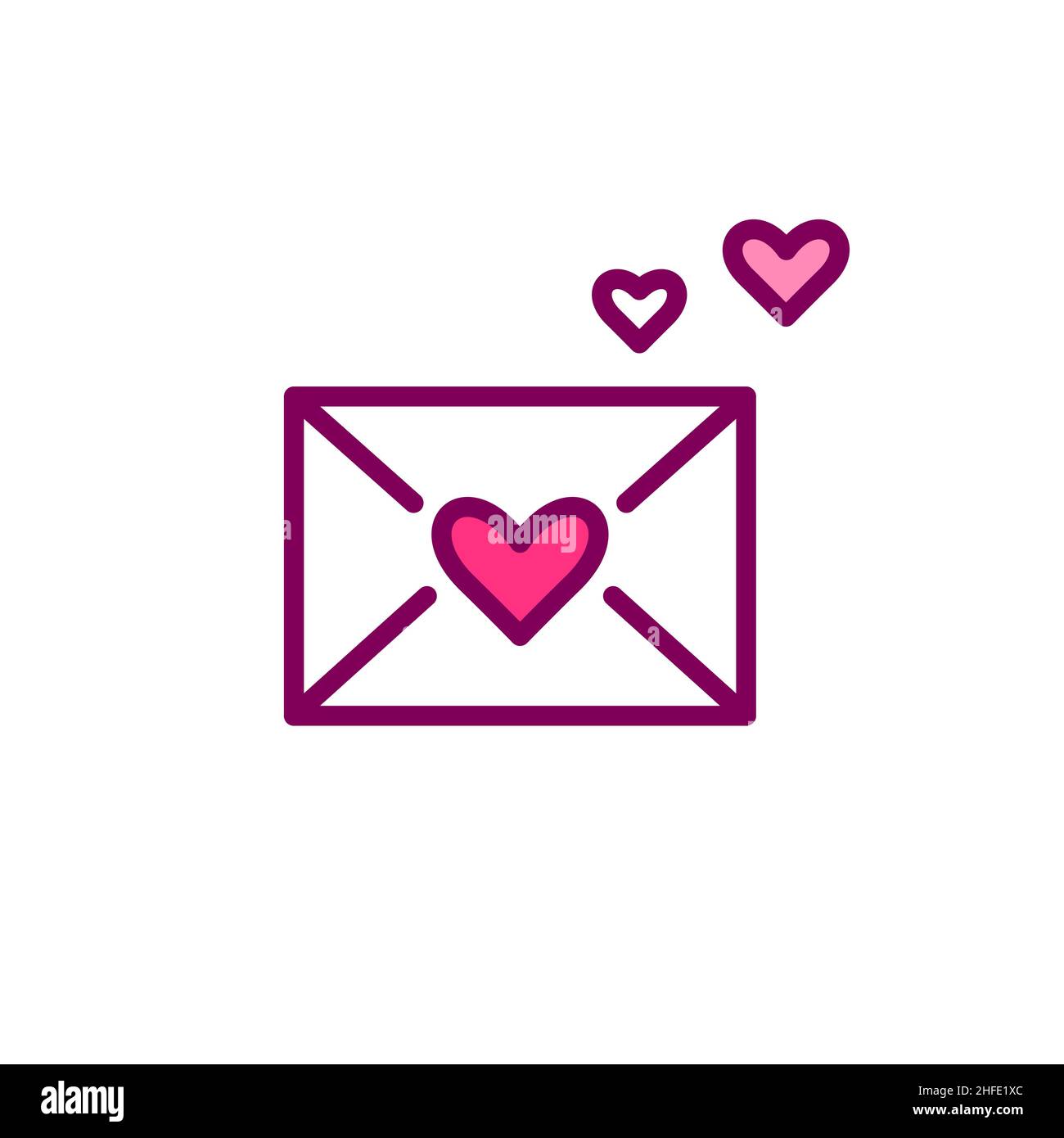 Romantischer Liebesbrief. Einladungen zu Hochzeiten oder Terminfeiern. Pixel-perfektes, bearbeitbares Symbol für Konturfarbe Stock Vektor