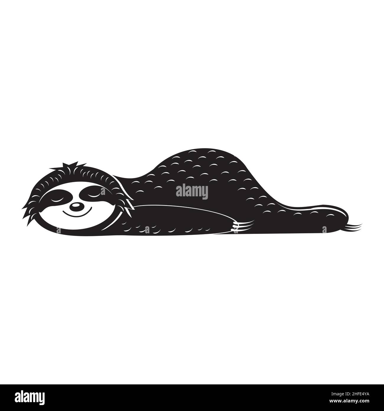 Faultier müde liegend ruhen, Vektor-Illustration schwarz Cartoon Schablone Clipart drucken Design drucken Aufkleber Design Stock Vektor