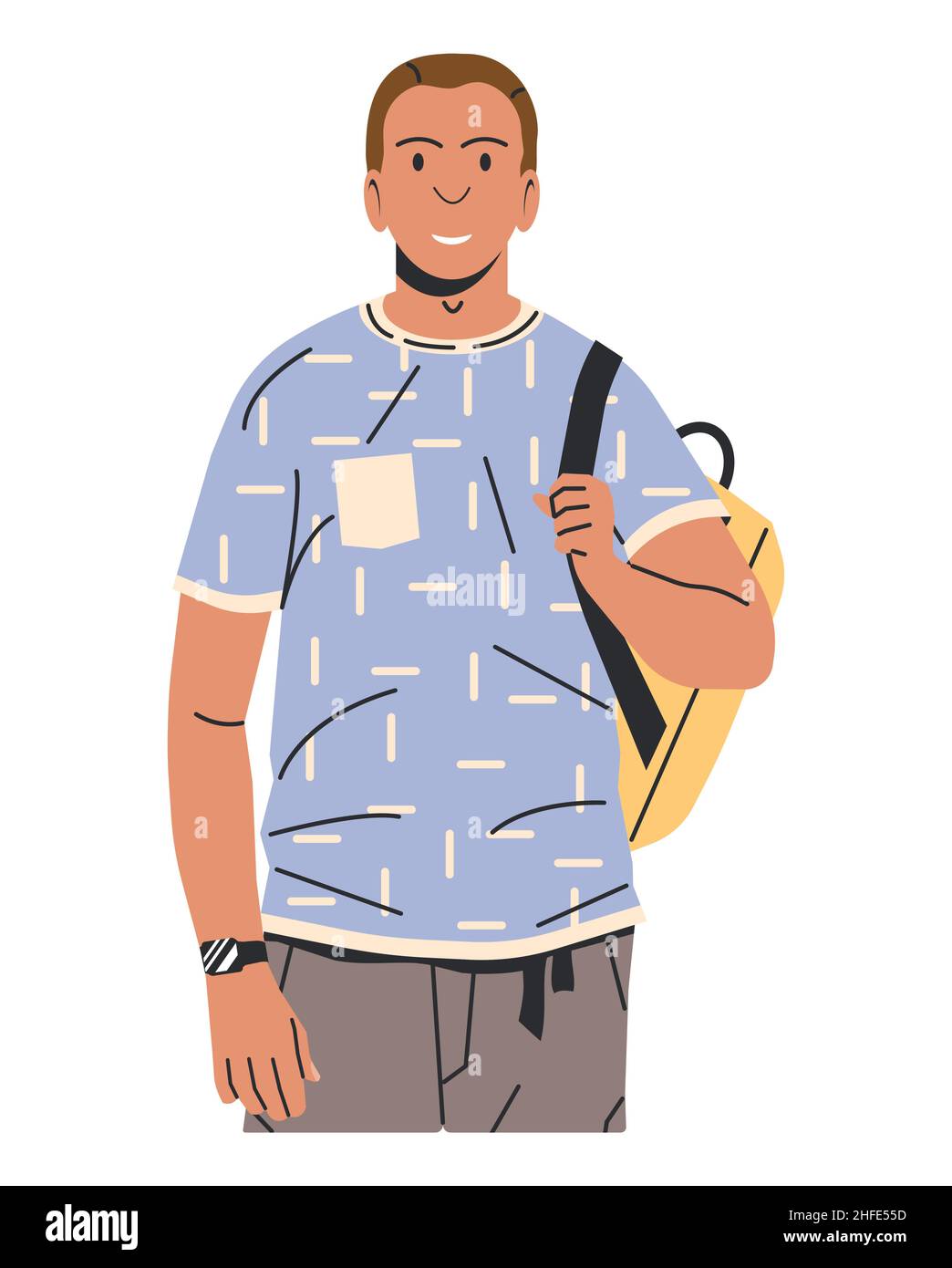Junger Mann in trendigen Straßenkleidung. Stock Vektor