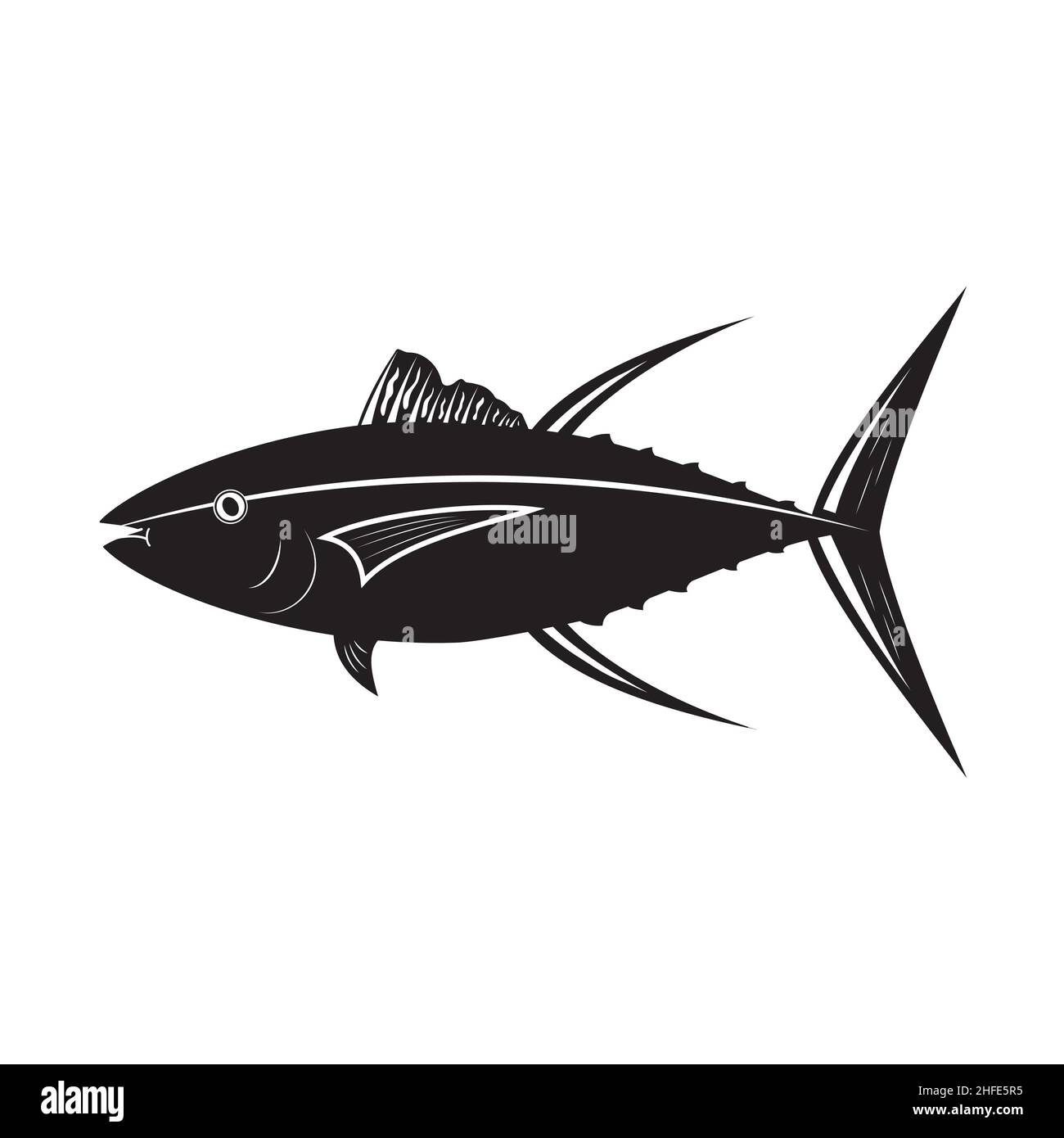 Thunfisch, schwarze Schablone Silhouette Vektor Illustration Symbol. Stock Vektor