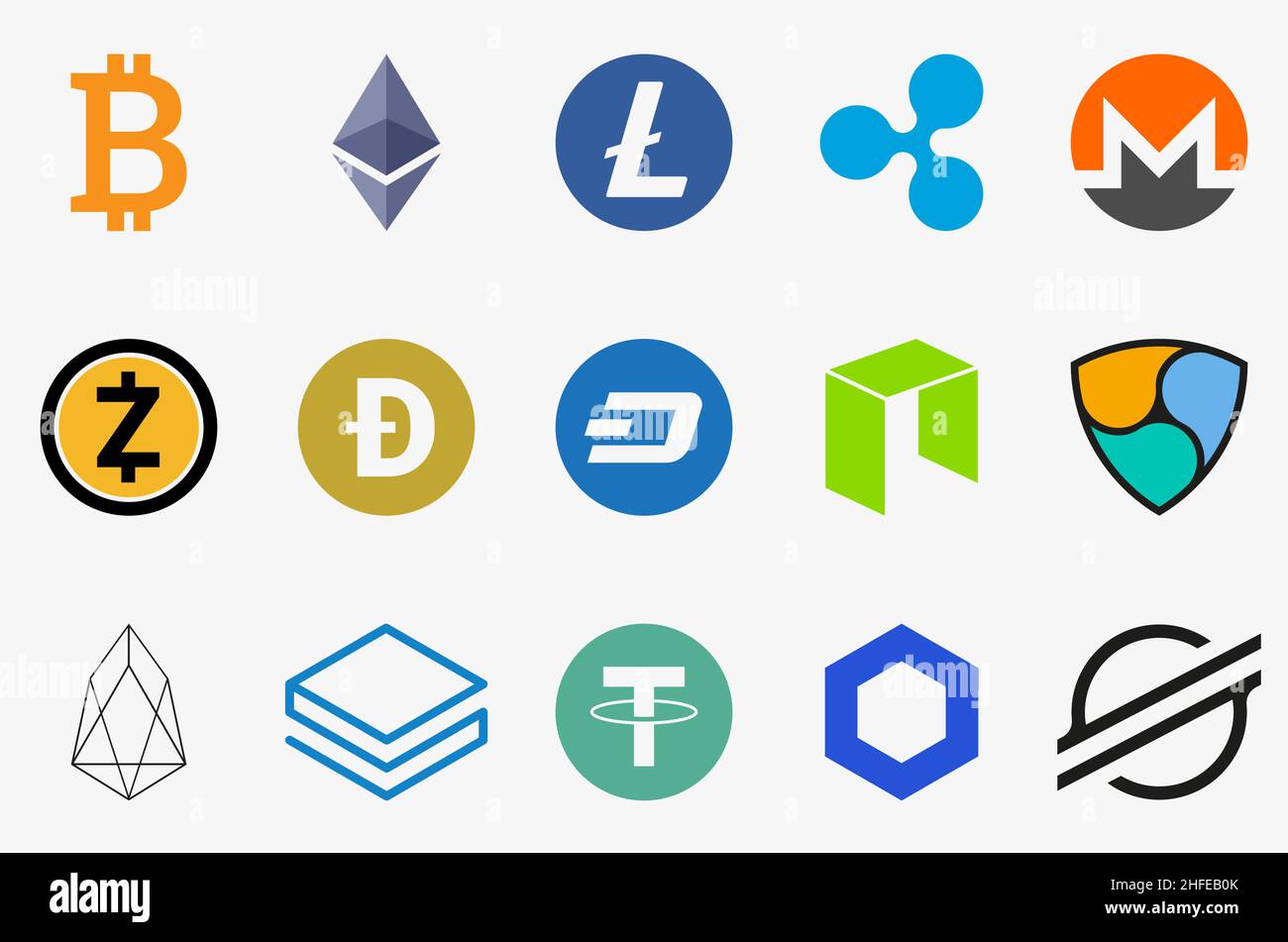Vektorsymbol für Kryptowährung auf weißem Hintergrund gesetzt Stock Vektor