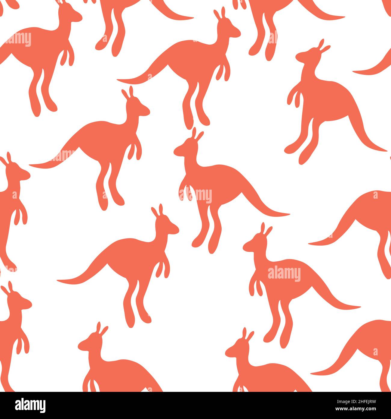 Vektor flache Illustration mit Silhouette Känguru und Baby Känguru. Nahtloses Muster auf weißem Hintergrund. Design für Karte, Poster, Stoff, Textil Stock Vektor