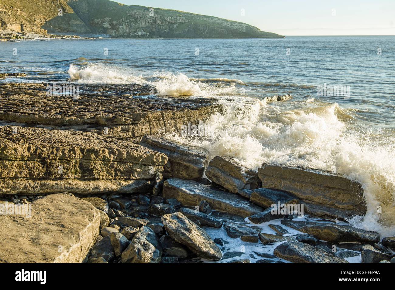 Dunraven Bay am westlichen Ende der Glamorgan Heritage Coast, Südwales Stockfoto