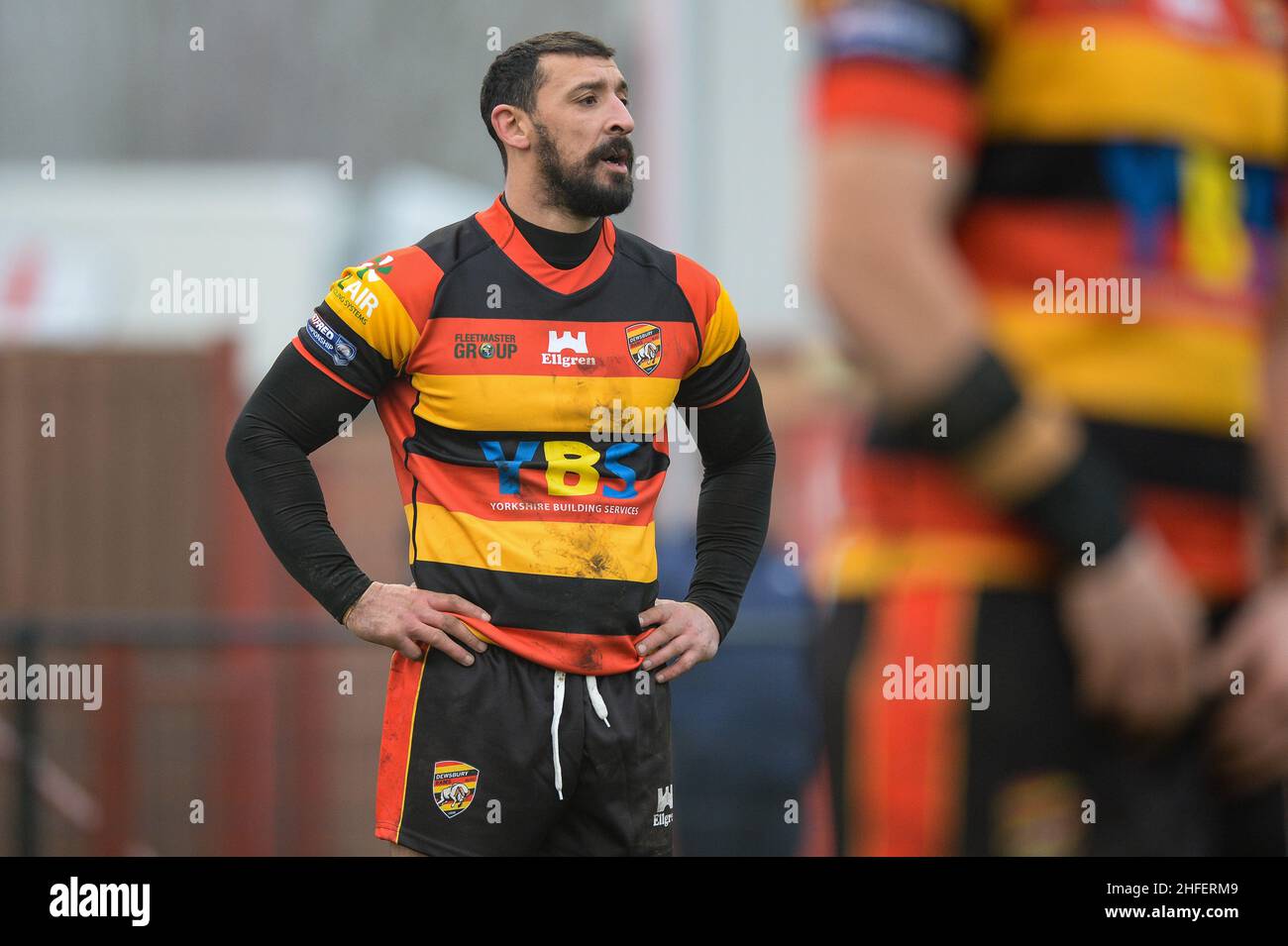 Dewsbury, England - 15. Januar 2022 - Paul Sykes von Dewsbury Rams während der Rugby League Pre-Season Friendly Dewsbury gegen Huddersfield Giants im Tetley Stadium, Dewsbury, Großbritannien Dean Williams Stockfoto