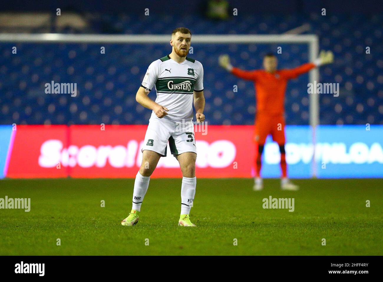 Hillsborough, Sheffield, England -15th. Januar 2022 Luke Jephcott (31) aus Plymouth - während des Spiels Sheffield Wednesday V Plymouth Argyle, Sky Bet League One, 2021/22, Hillsborough, Sheffield, England - 15th. Januar 2022 Credit: Arthur Haigh/WhiteRosePhotos/Alamy Live News Stockfoto