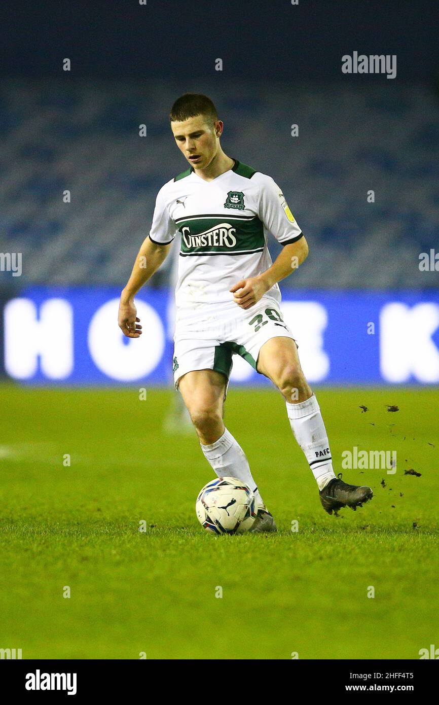 Hillsborough, Sheffield, England -15th. Januar 2022 Adam Randell (20) aus Plymouth - während des Spiels Sheffield Mittwoch gegen Plymouth Argyle, Sky Bet League One, 2021/22, Hillsborough, Sheffield, England - 15th. Januar 2022 Credit: Arthur Haigh/WhiteRoseFotos/Alamy Live News Stockfoto
