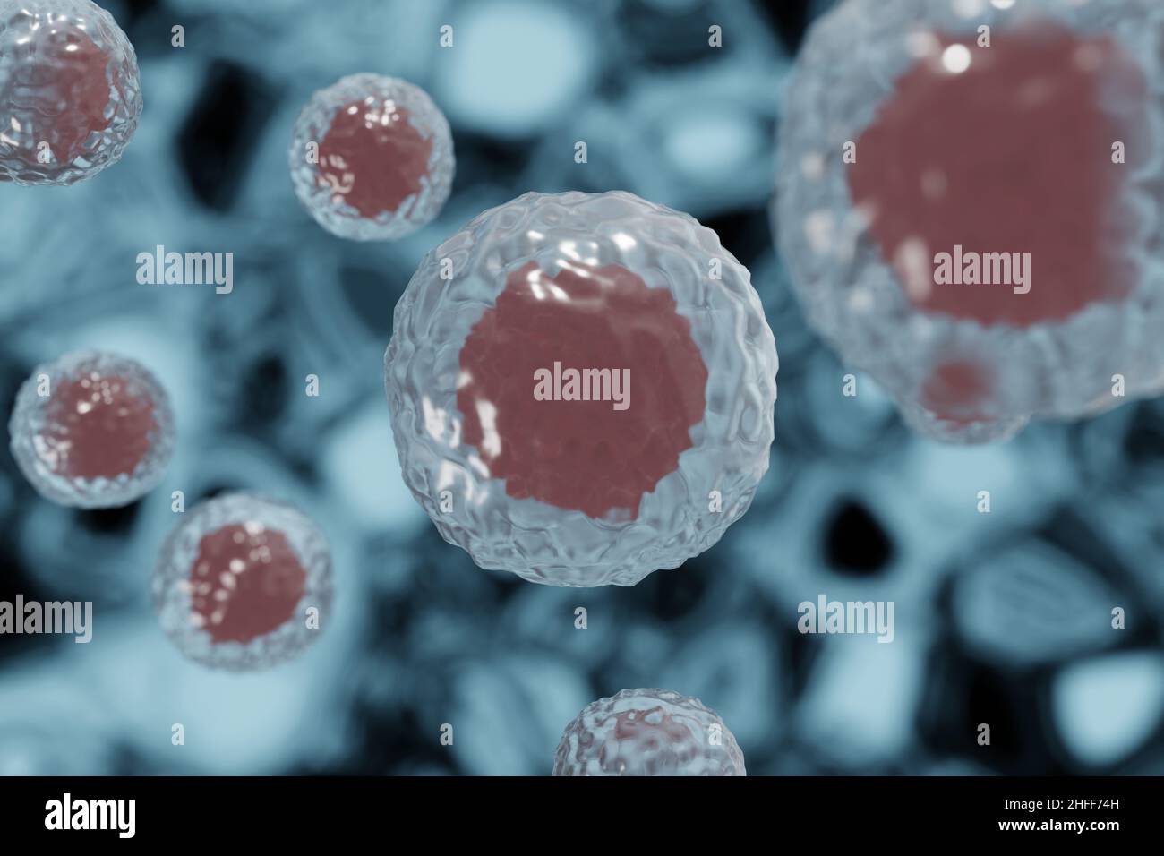 Zellen Molekülstruktur auf einem , Medizin, Wissenschaft, genetische Biotechnologie, Gen-Zell-Konzept. 3D Rendering-Illustration. Hintergrundmuster für Design. Stockfoto