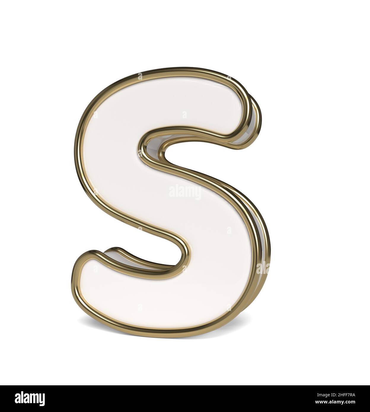 Elegantes weißes Alphabet. Darstellung des Buchstabens S. 3D. Stockfoto
