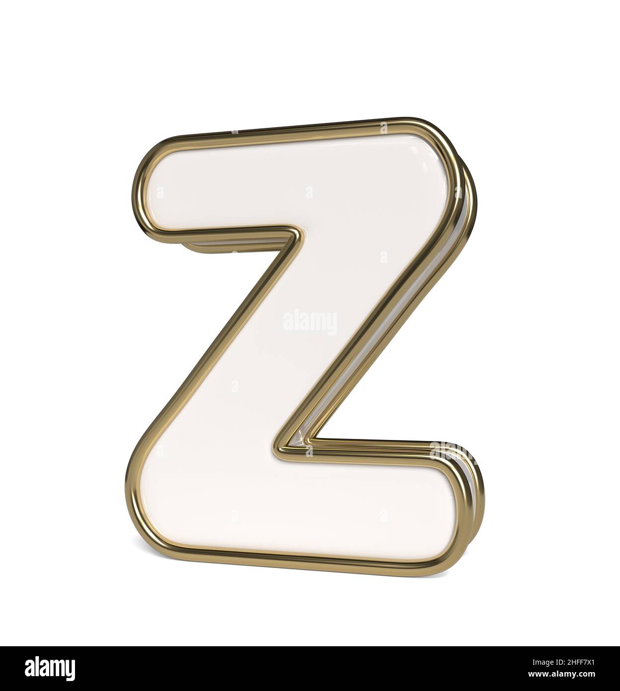Elegantes weißes Alphabet. Darstellung des Buchstabens z. 3D. Stockfoto