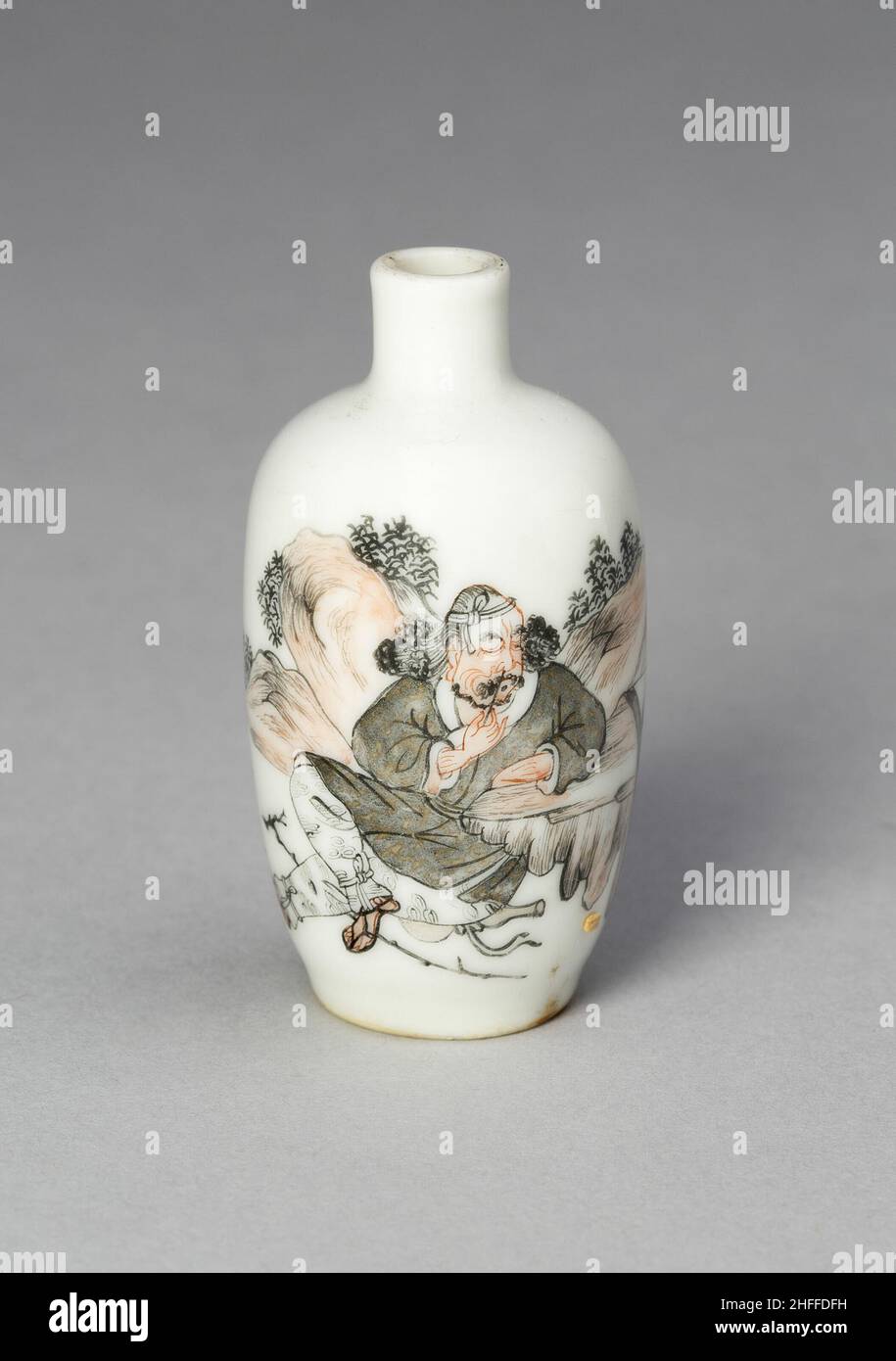 Schnupftabakflasche mit Li Tieguai Schiefen gegen einen Felsen, Qing-Dynastie (1644-1911), 1820-1880. Stockfoto