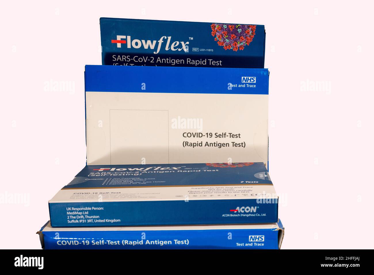 Covid-19 Rapid Antigen Lateral Flow Tests. Stockfoto