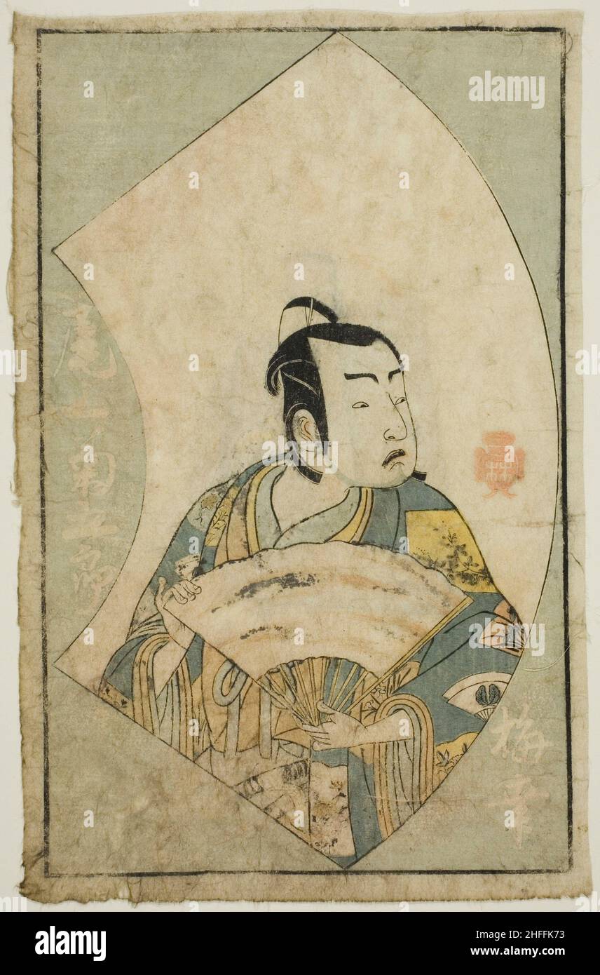 Der Schauspieler Onoe Kikugoro I, aus "A Picture Book of Stage Fans (Ehon butai ogi)", Japan, 1770. Stockfoto