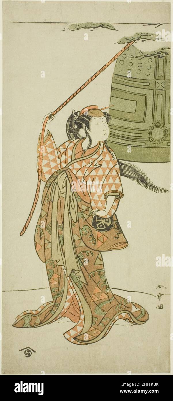 Der Schauspieler Arashi Hinaji I Dancing "Musume Dojo-ji" (das Mädchen im Dojo-Tempel), Japan, c.. 1772. Stockfoto