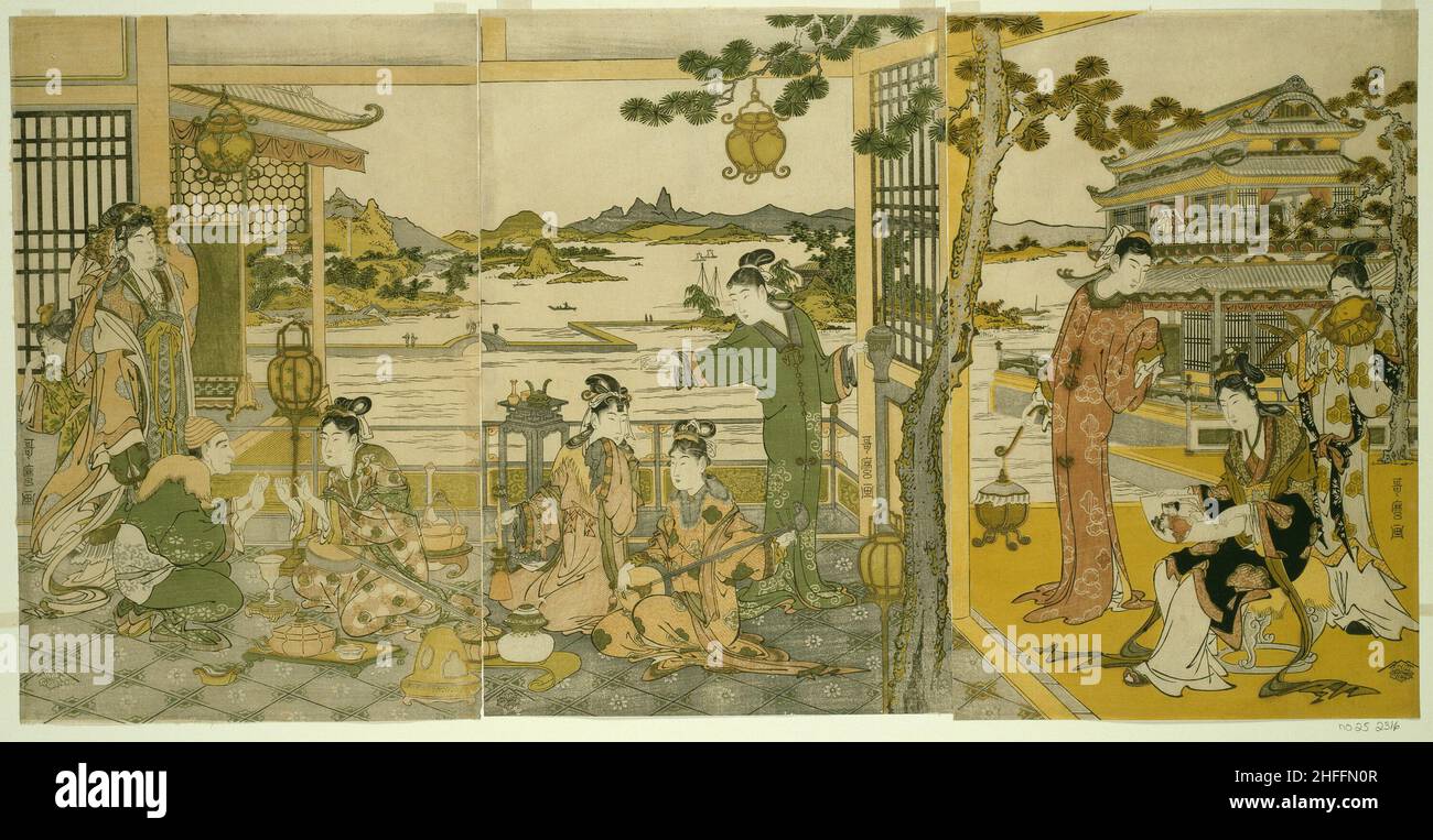 Chinesische Schönheiten bei einem Bankett, Japan, 1788/90. Stockfoto