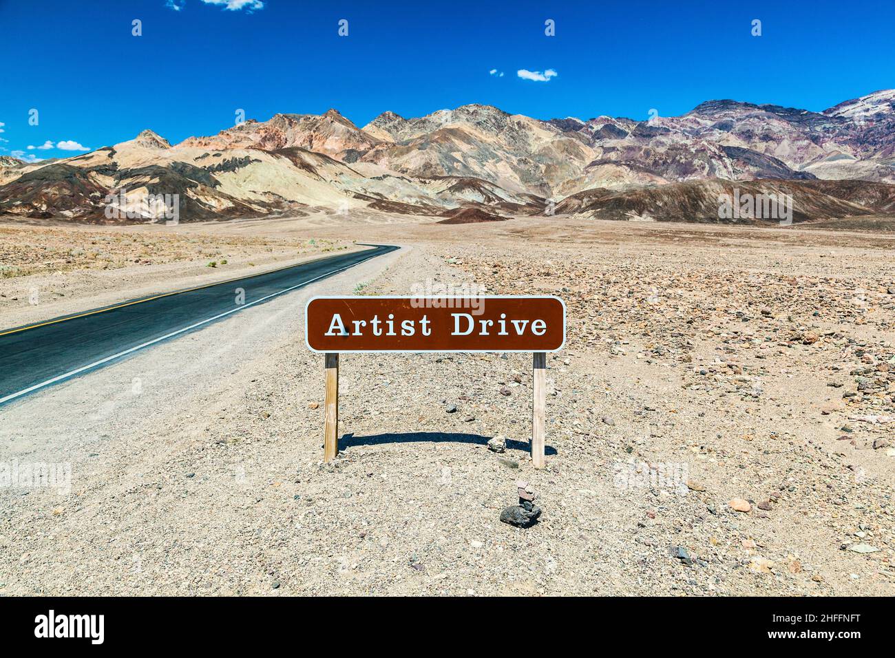 zeichenkünstler fahren im Tal des Todes Stockfoto