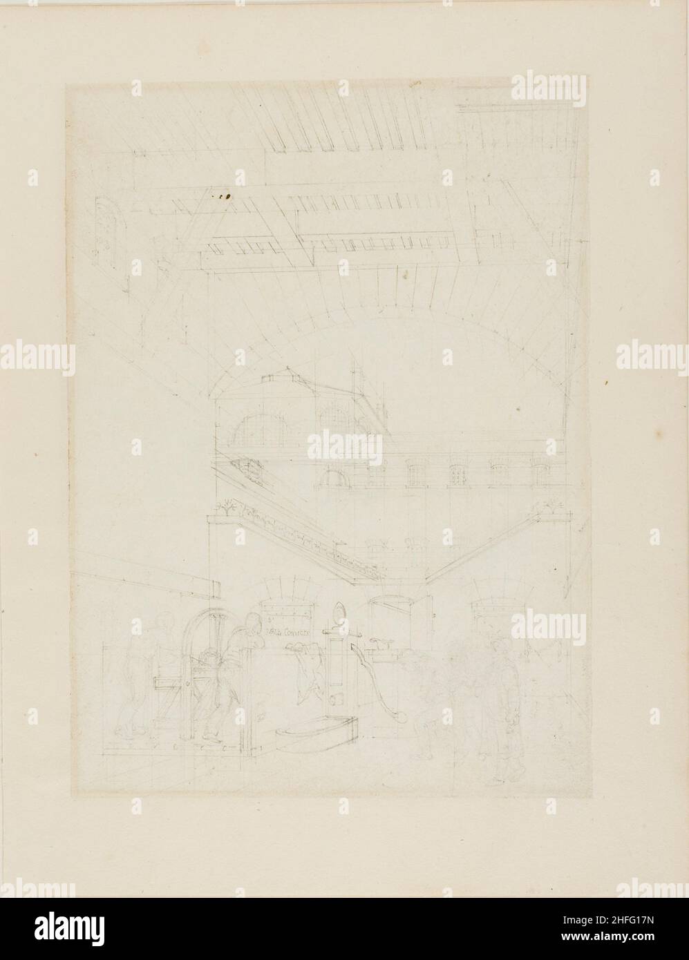 Studie für Water Engine, Cold-Bath, Field's Prison, aus dem Mikrokosmos von London, c. 1808. Stockfoto