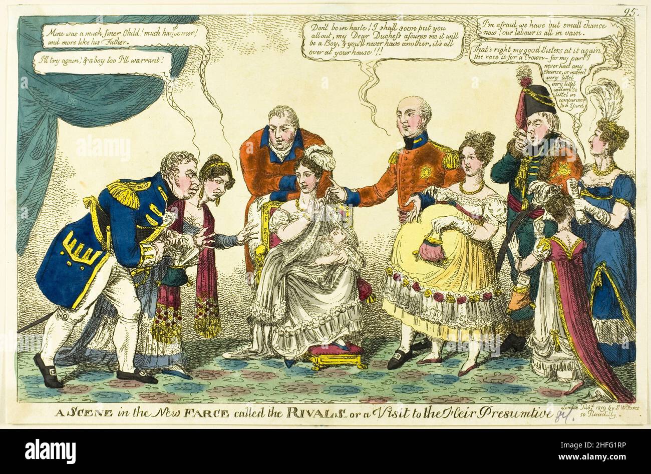 Eine Szene in der New Farce nannte die Rivalen, 1819. Stockfoto