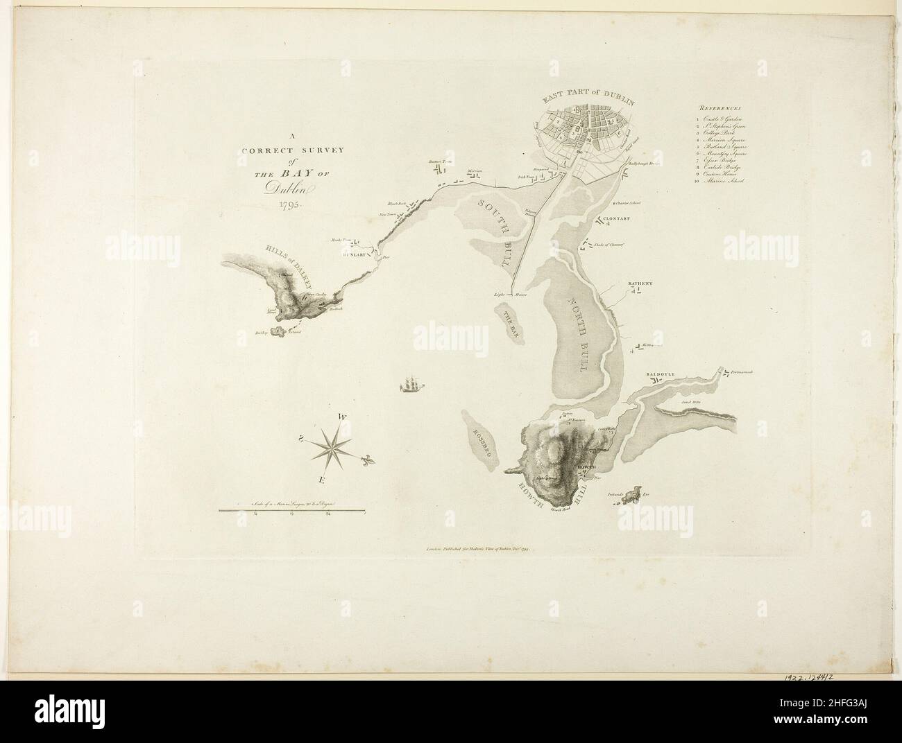 A Correct Survey of the Bay of Dublin, veröffentlicht im Dezember 1795. Stockfoto