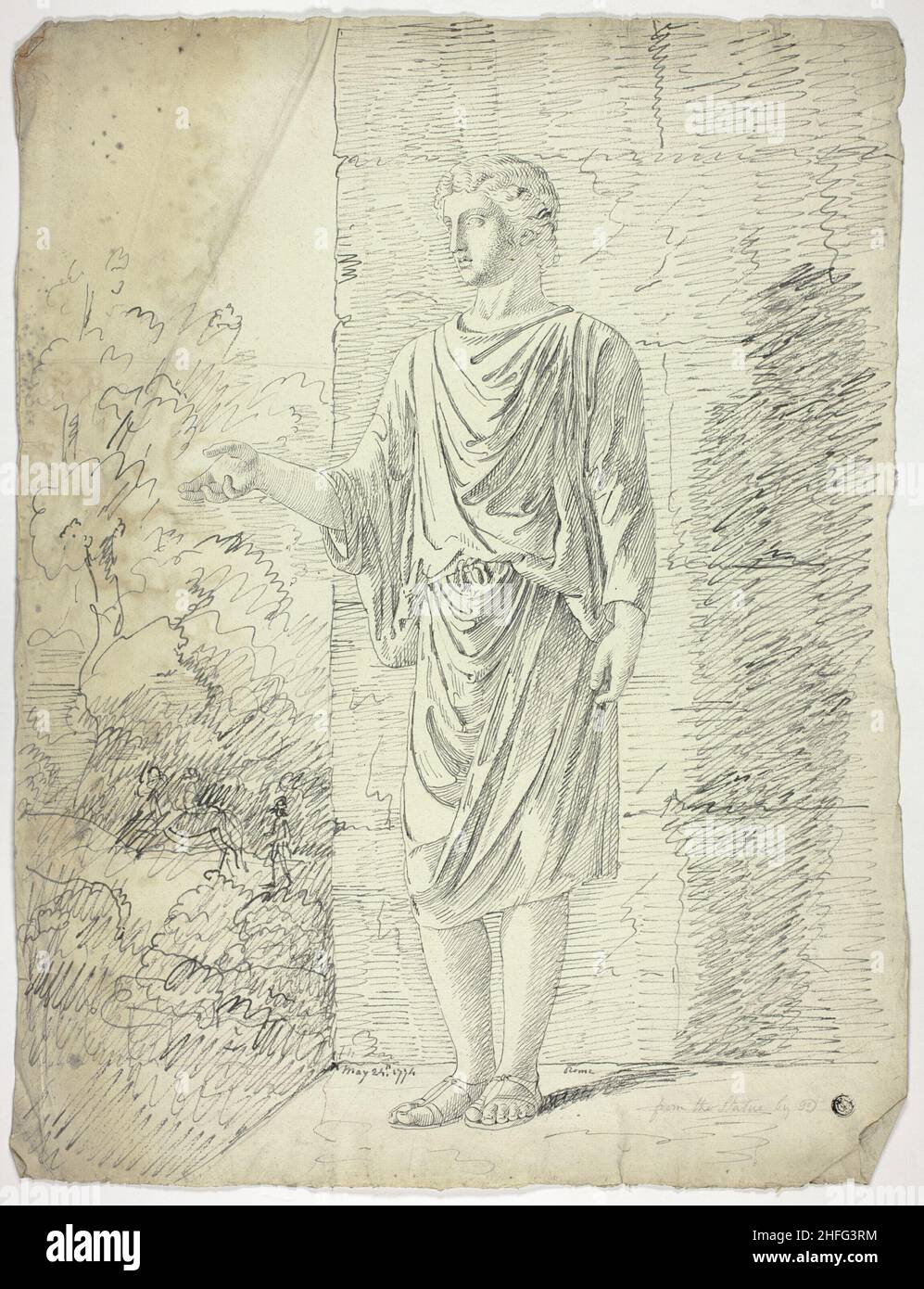 Nach einer antiken Skulptur einer stehenden Jugend, 1774. Stockfoto