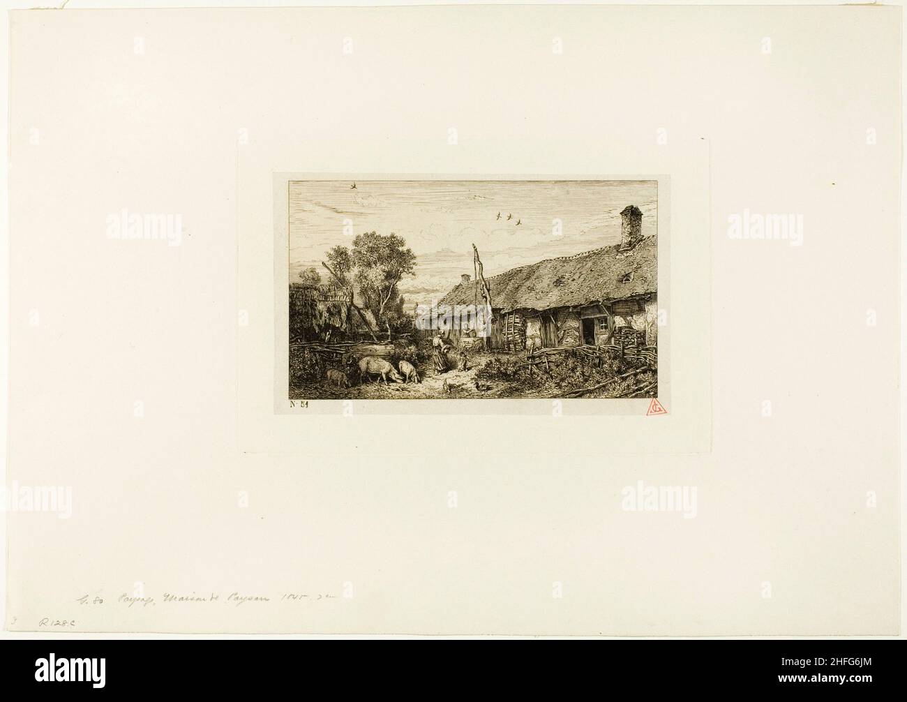 Landschaft mit Bauernhaus, 1845. Stockfoto