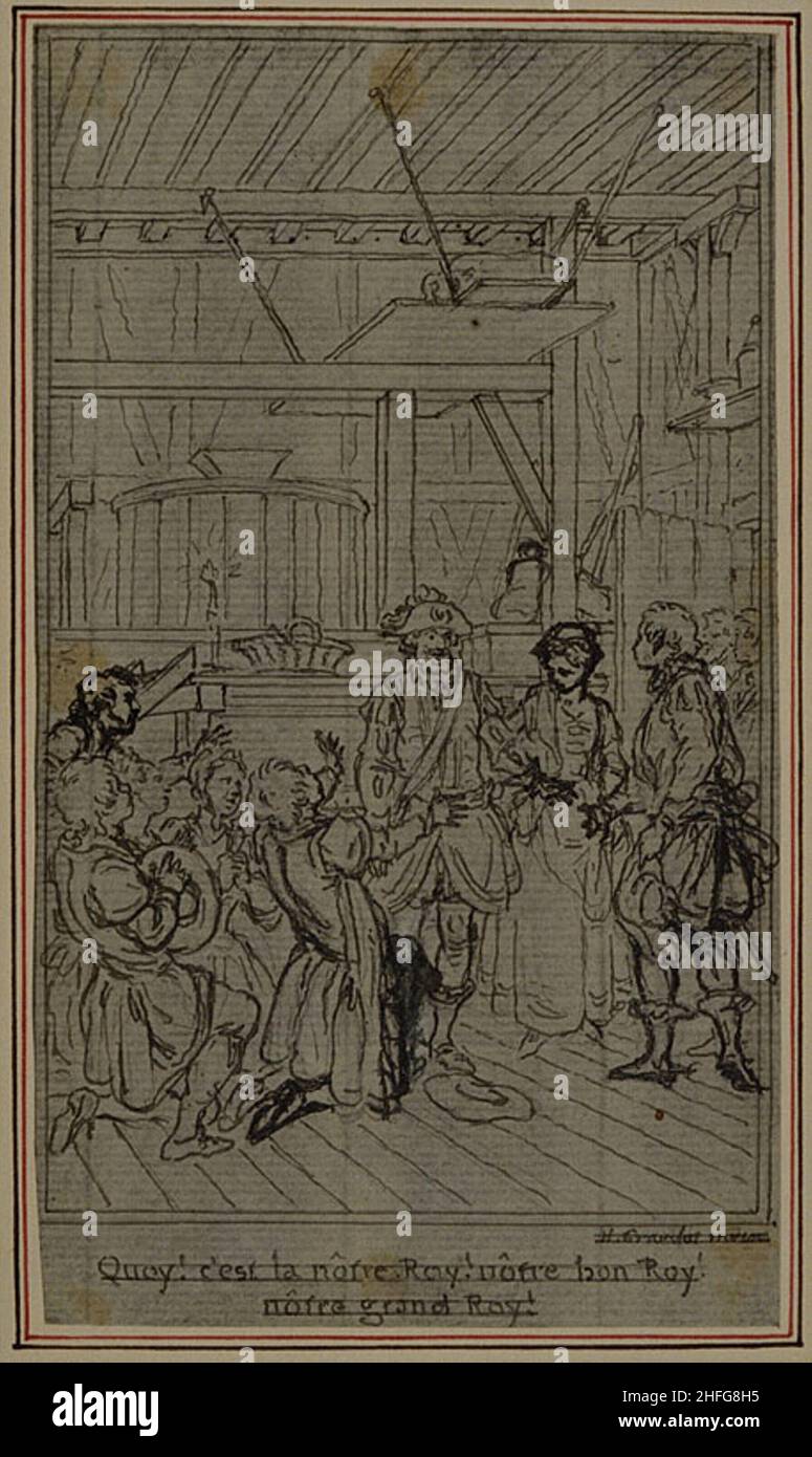 Studie für Vignette-Frontispiz von Colles „La Partie de Chasse de Henri IV“, Akt III, c. 1766. Stockfoto