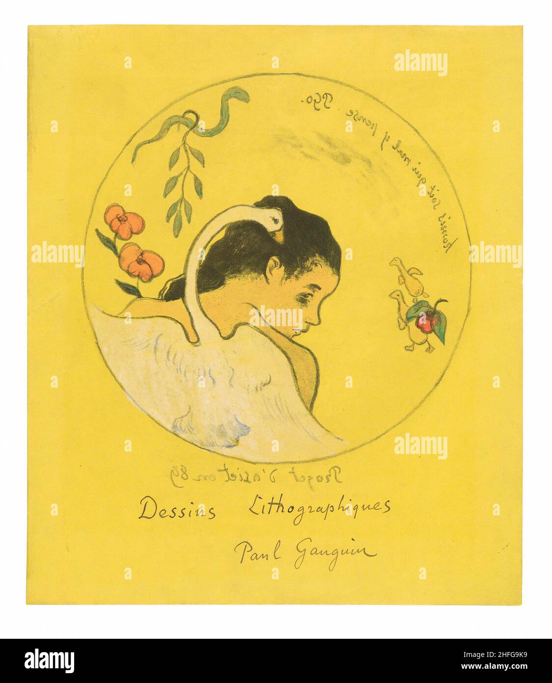 Projet d&#X2019;assiette (Leda) (Design for a Plate [Leda]), Frontispiz aus der Volpini-Suite, 1889. Stockfoto