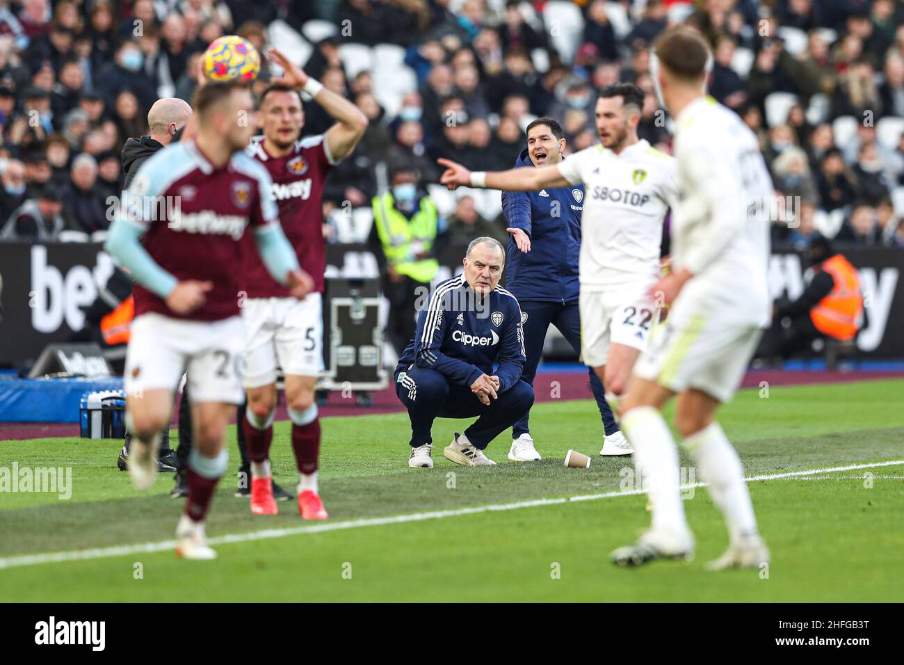 London, Großbritannien. 16th Januar 2022. Marcelo Bielsa, Manager von Leeds United während des Spiels der Premier League im London Stadium, London. Bildnachweis sollte lauten: Kieran Cleeves/Sportimage Kredit: Sportimage/Alamy Live News Stockfoto