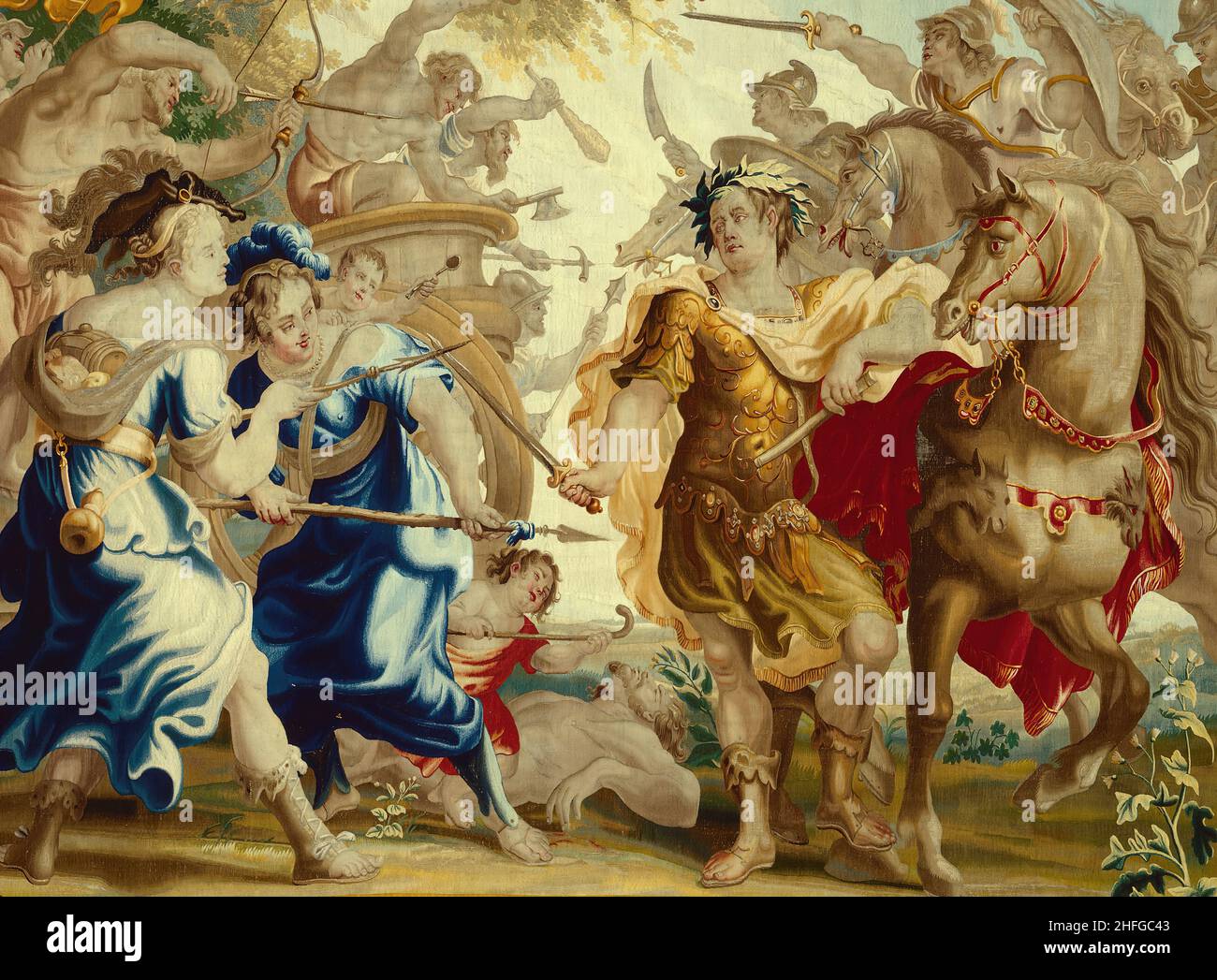 Caesar in the Gallic Wars, aus 'The Story of Caesar and Cleopatra', Flandern, c. 1680. Nach einem Entwurf von Justus van Egmont in der Werkstatt von Willem van Leefdael gewebt. Detail aus einem größeren Kunstwerk. Stockfoto