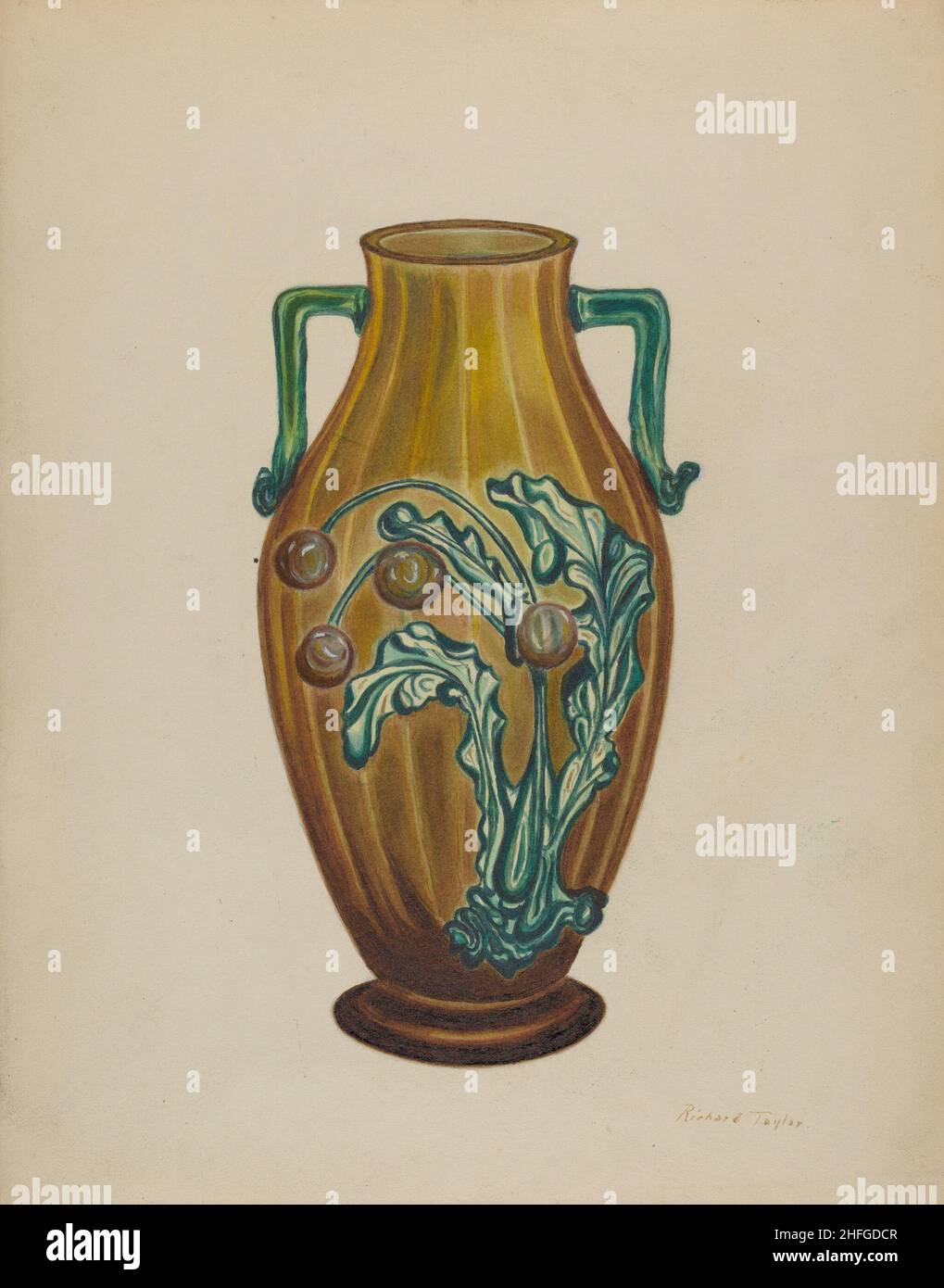 Bernsteinfarbene Vase, c. 1937. Stockfoto
