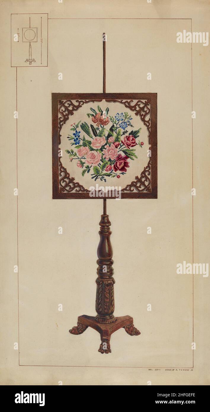 Petit Point Feuerschutzscheibe, c. 1937. Stockfoto