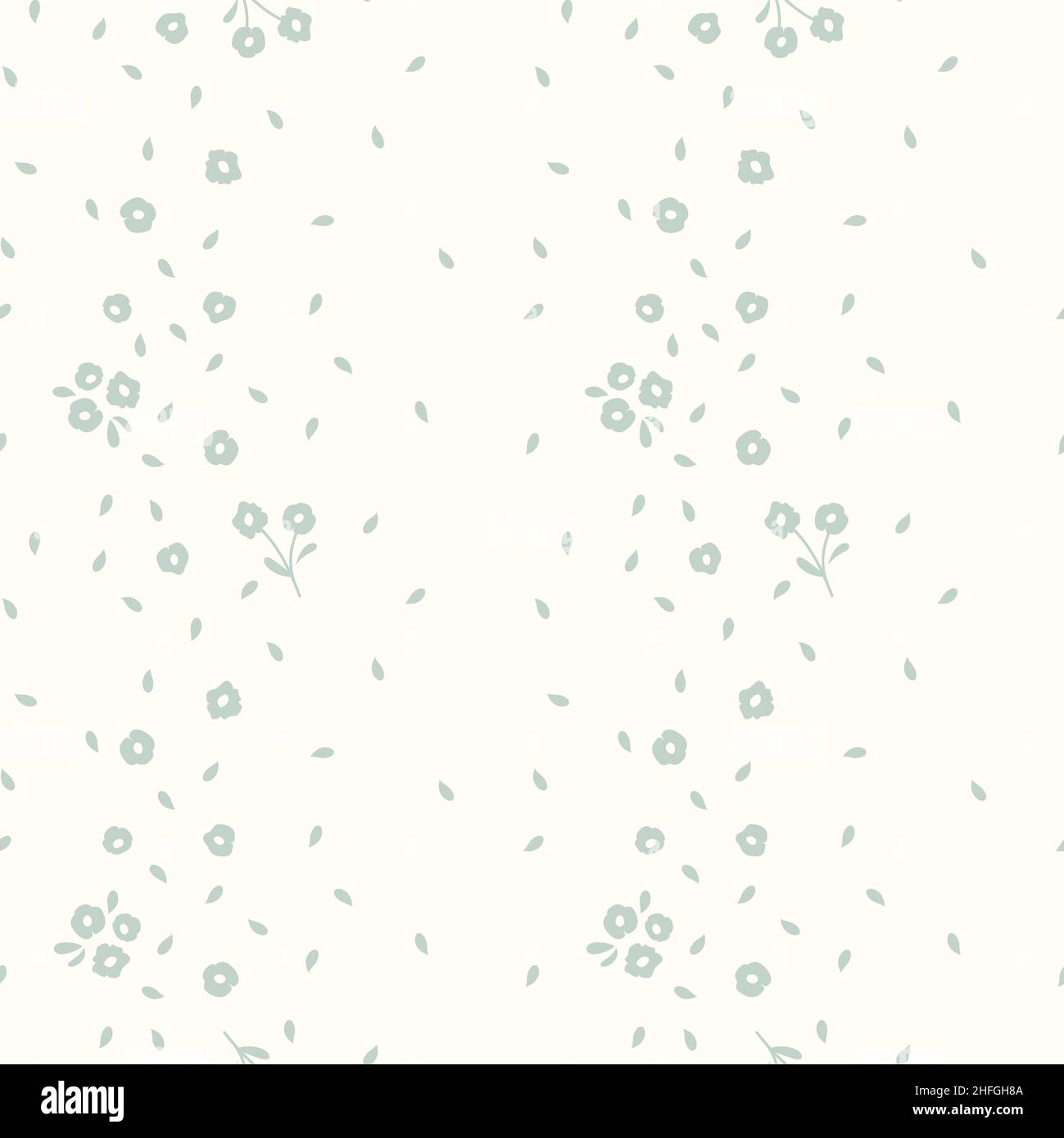 Florales Nahtmuster in grau. Blumen und Blätter drucken für Papier oder Stoff. Stock Vektor