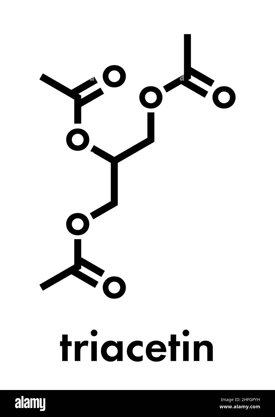 Triacetin (Glycerin triacetat) Molekül. Skelettmuskulatur Formel. Stock Vektor