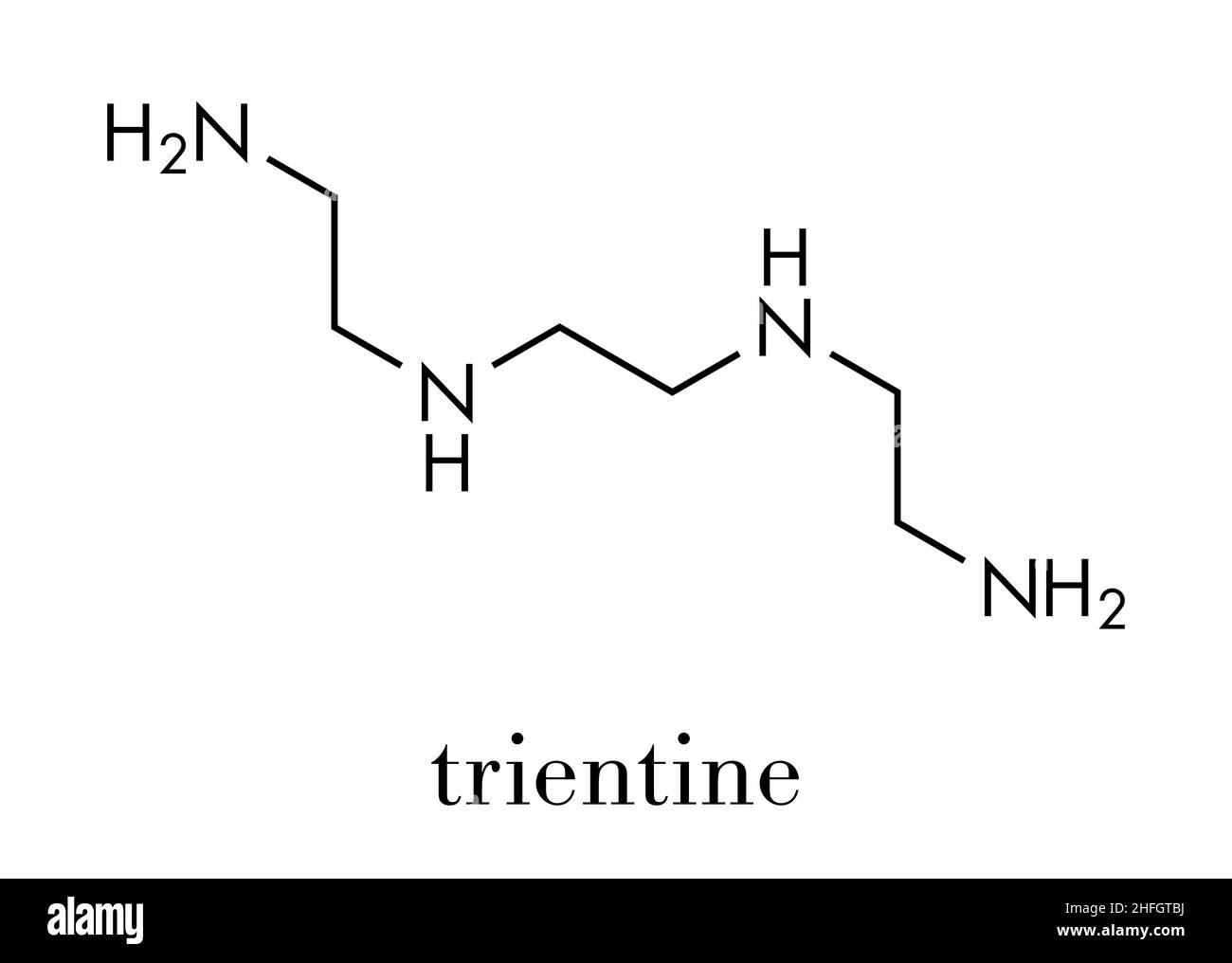(Triethylenetetramine TETA, trientin) Morbus Wilson Droge Molekül. Skelettmuskulatur Formel. Stock Vektor