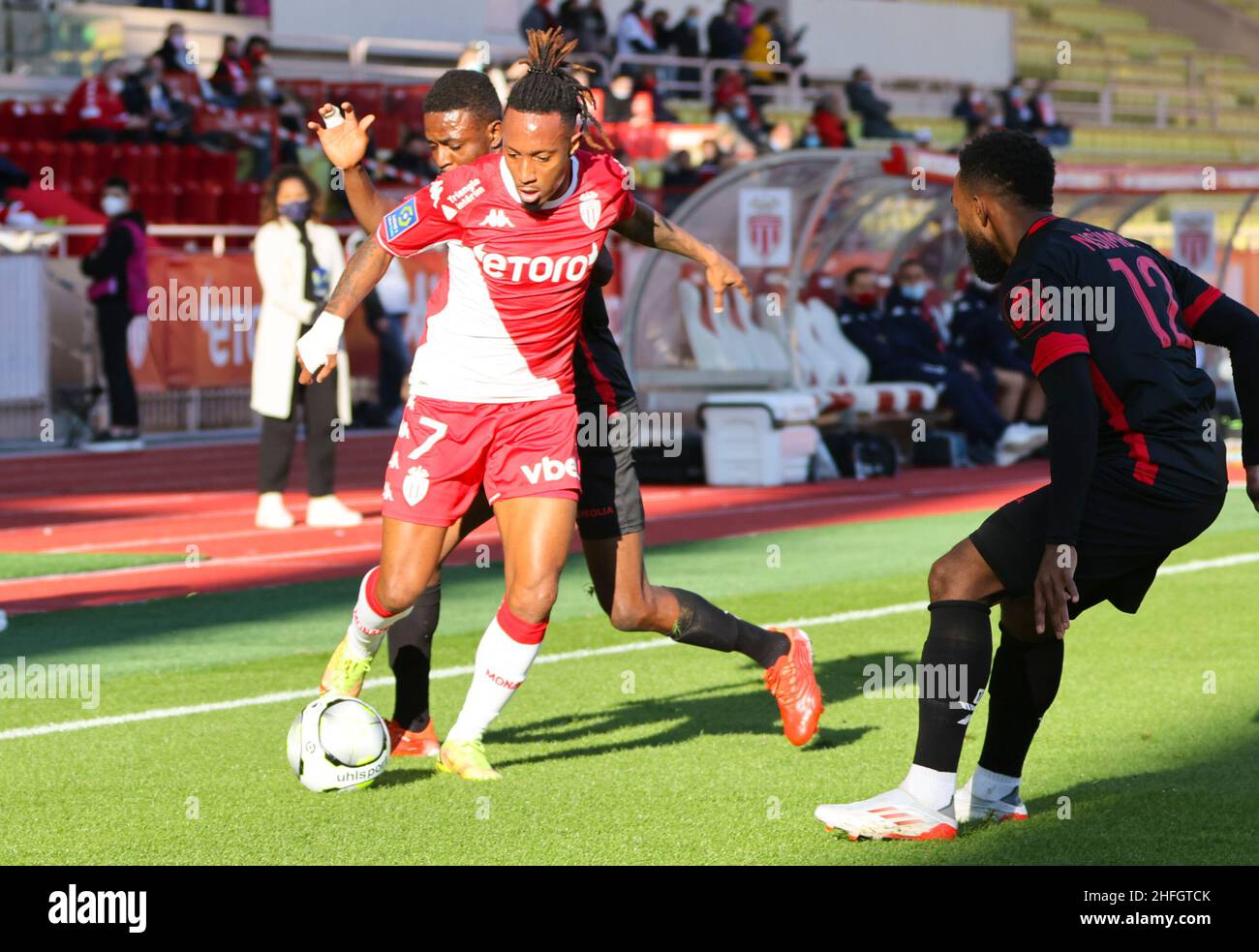 Monaco, Monaco. 16th Januar 2022. Monaco, Monte Carlo - 16. Januar 2022: AS Monaco - Clermont Foot 63 (J21, L1) mit Gelson Martins und anderen. Fußball, Fußball, Ligue 1. Mandoga Media Deutschland Kredit: dpa/Alamy Live Nachrichten Stockfoto