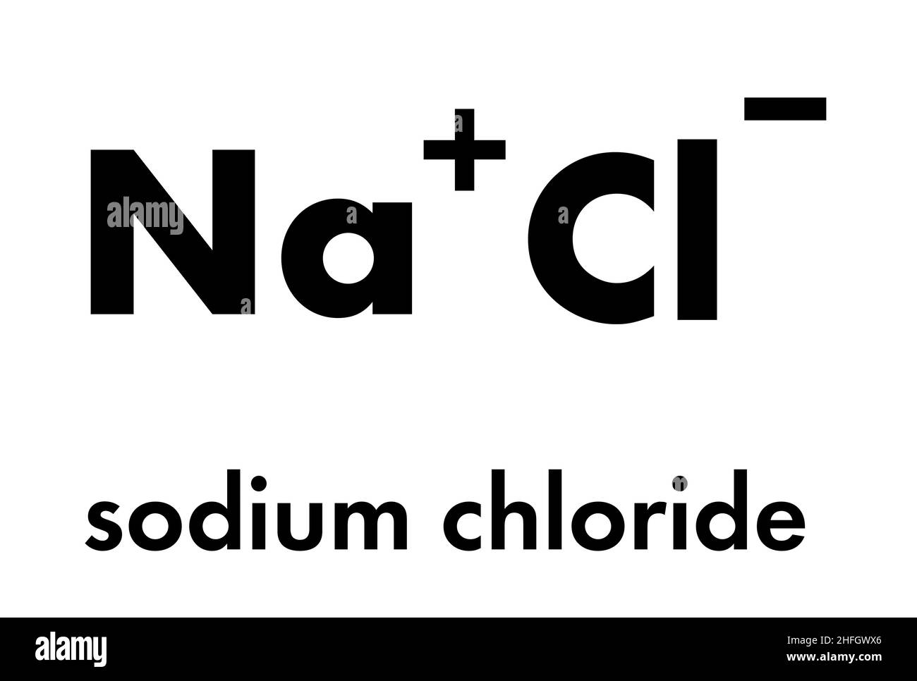 Natriumchlorid (Kochsalz), chemische Struktur. Skelettformel. Stock Vektor