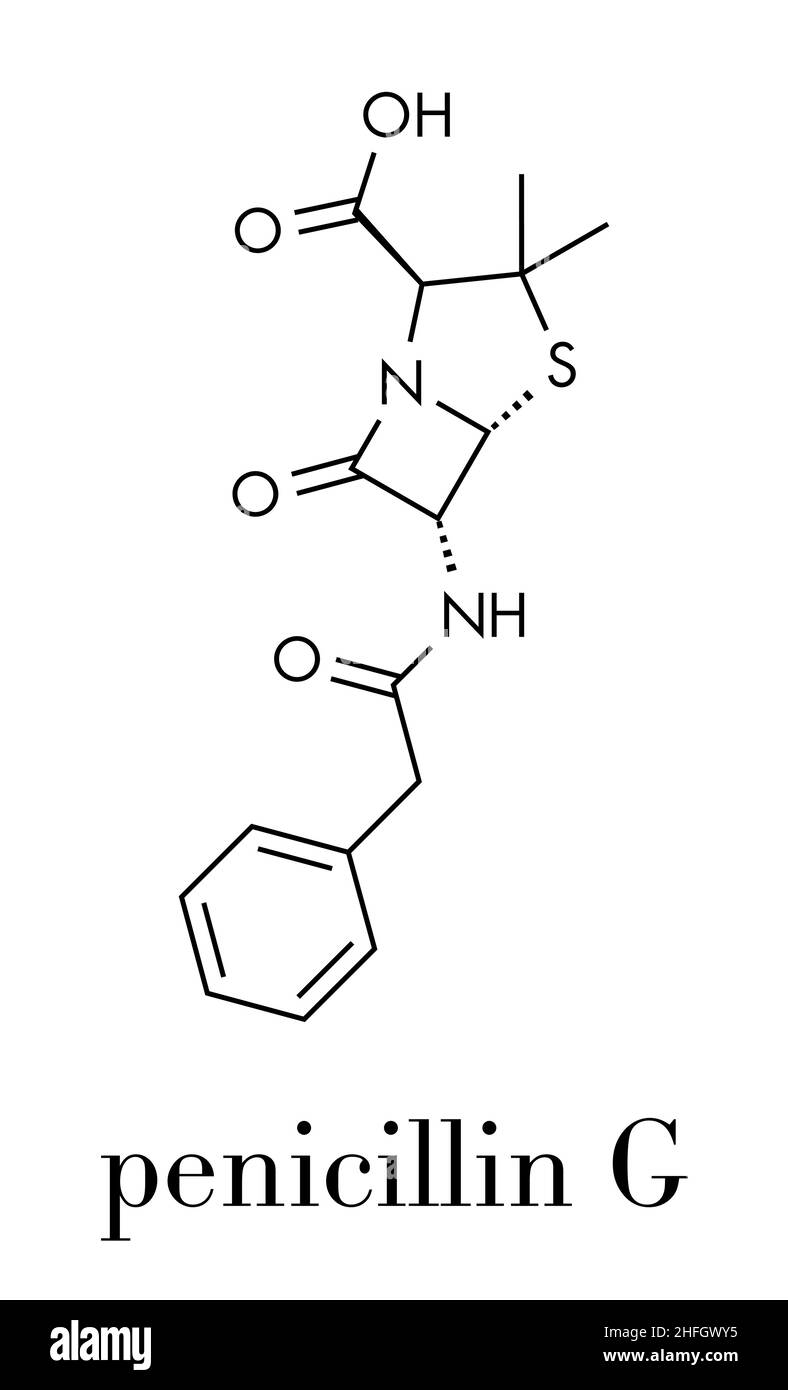 Penicillin G (benzylpenicillin) Antibiotikum Medikament Molekül. Zur